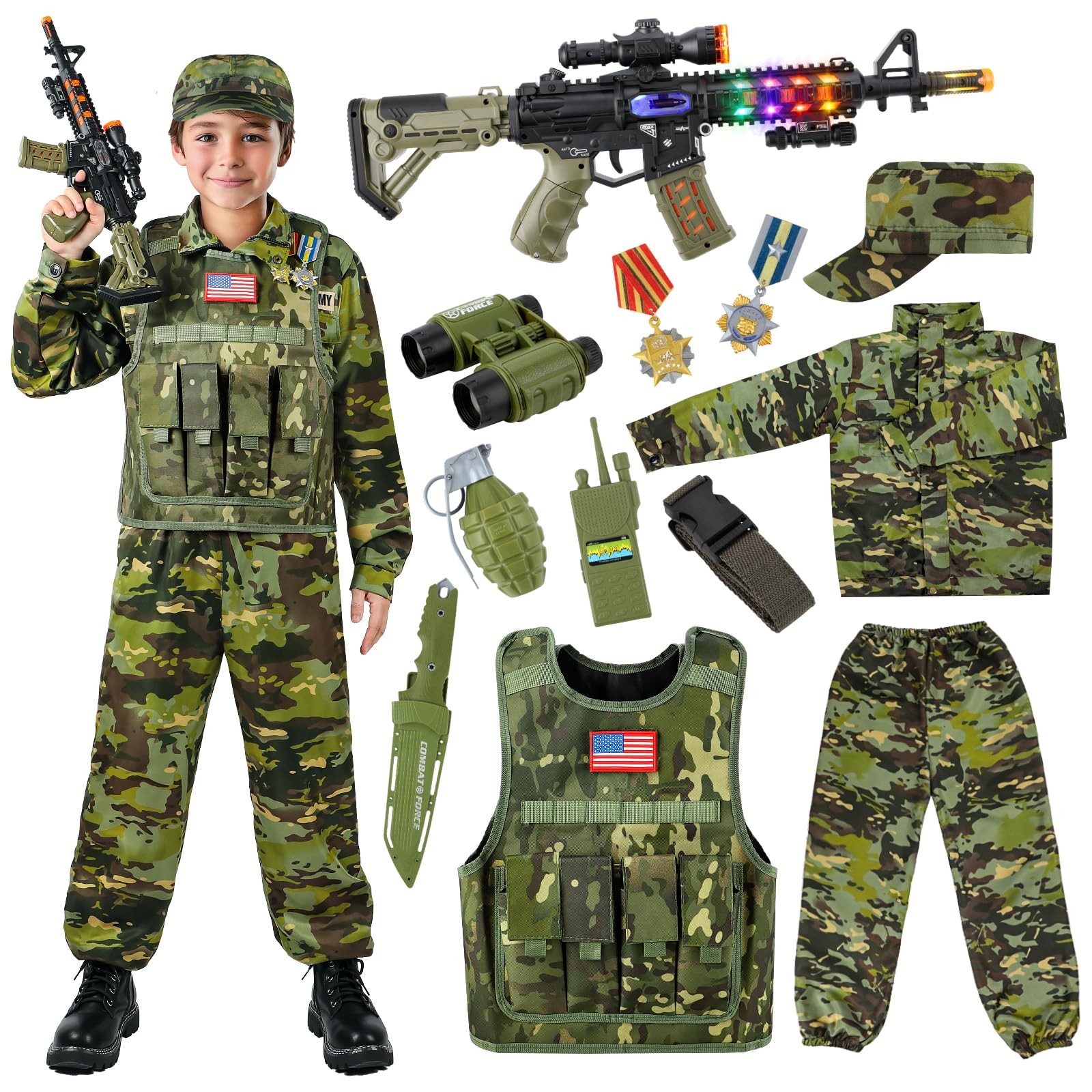 Metemot Kids Army Costume for Boys, Military Soldier Costume with Army Toys, ... Metemot Kids Army Costume for Boys, Military Soldier Costume with Army Toys, ...