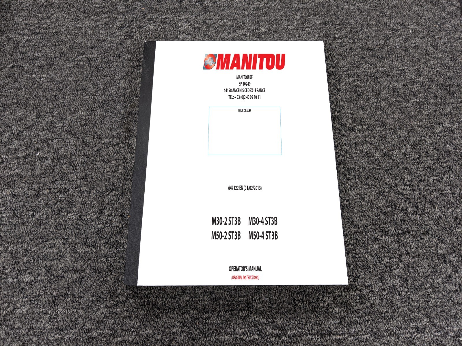 Manitou M30-2 M30-4 ST3B Forklift Lift Truck Owner Operator Manual PN 647122 EN