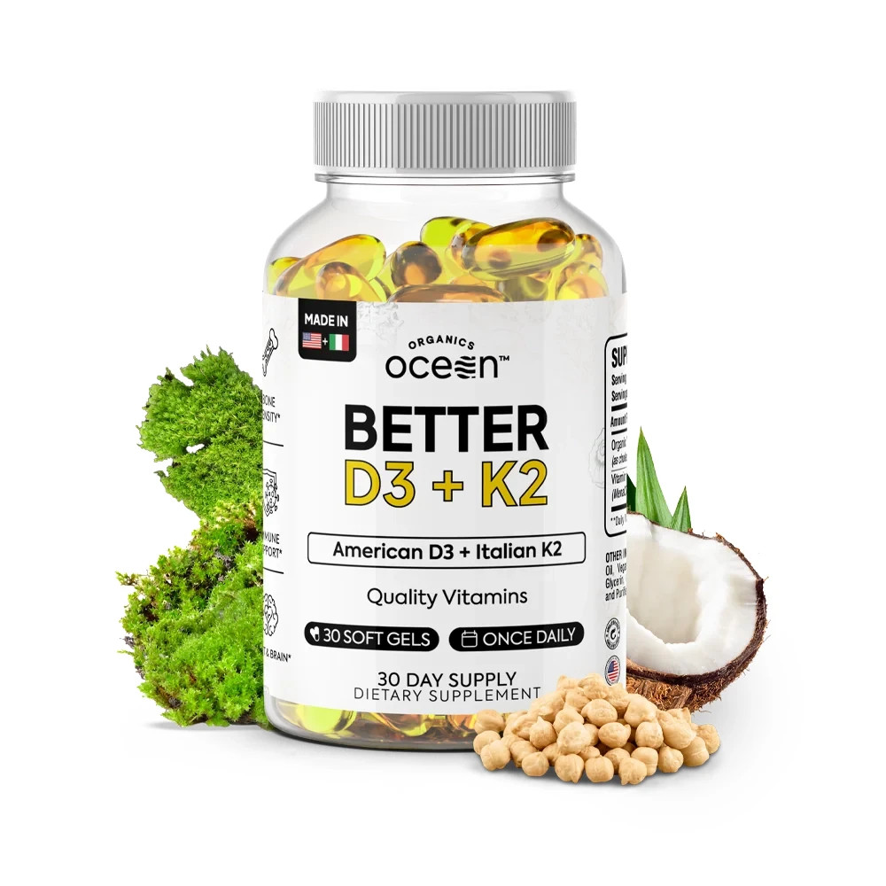 Organics Ocean Better D3 + K2 100% Organic Dietary Suppliment | 30 Softgels Organics Ocean Better D3 + K2 100% Organic Dietary Suppliment | 30 Softgels