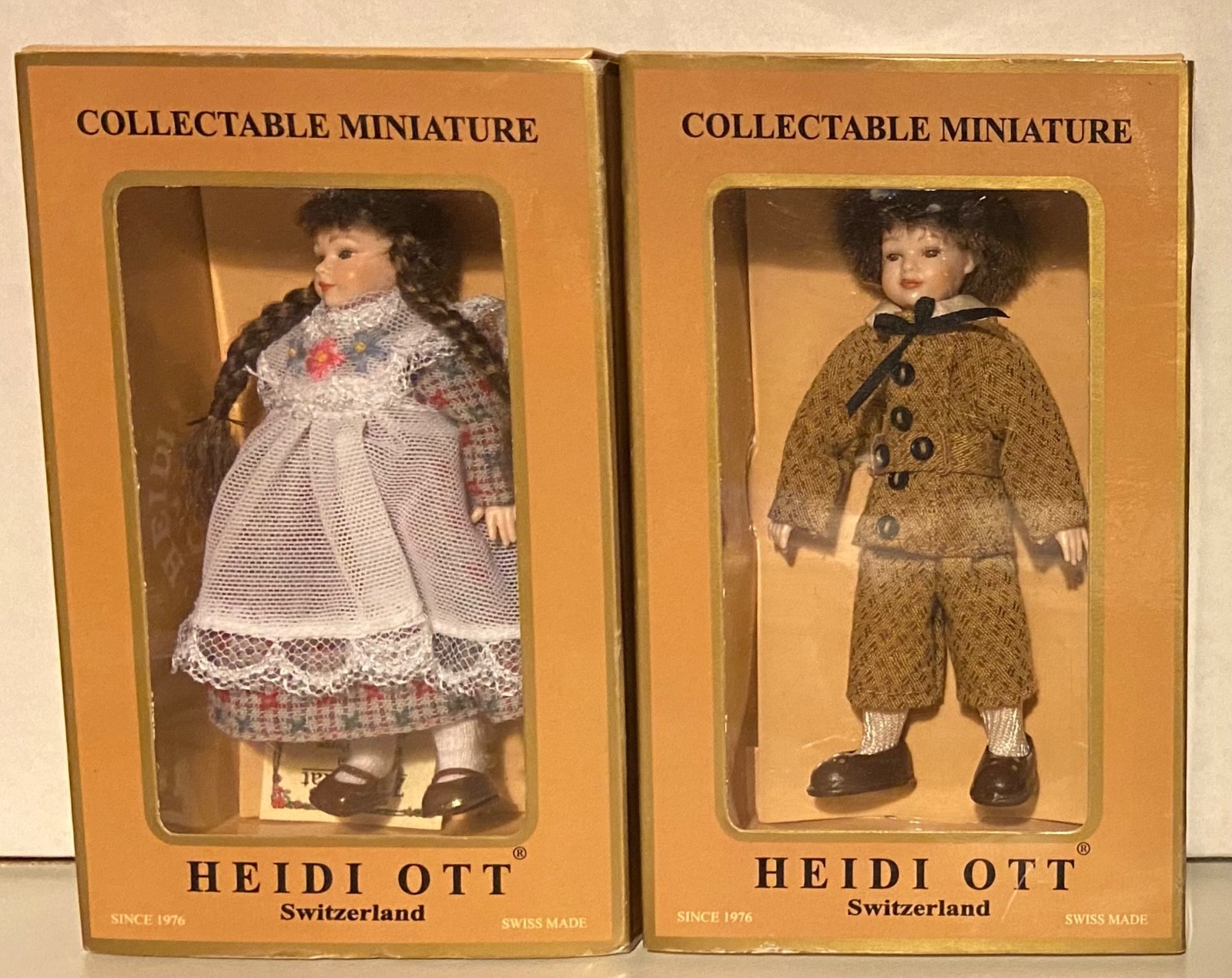Vintage 2001 Heidi Ott (Switzerland) “Collectable Miniature” 12:1 Girl and Boy