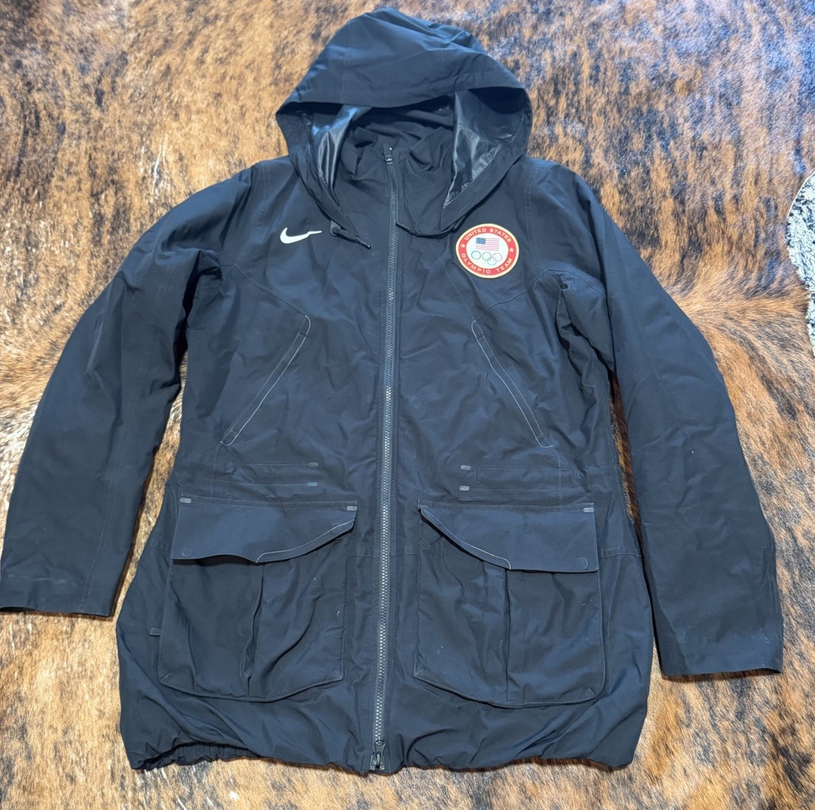 Nike 2012 London USA Olympic Team Insulated Parka Hooded Jacket Black Men\'s L
