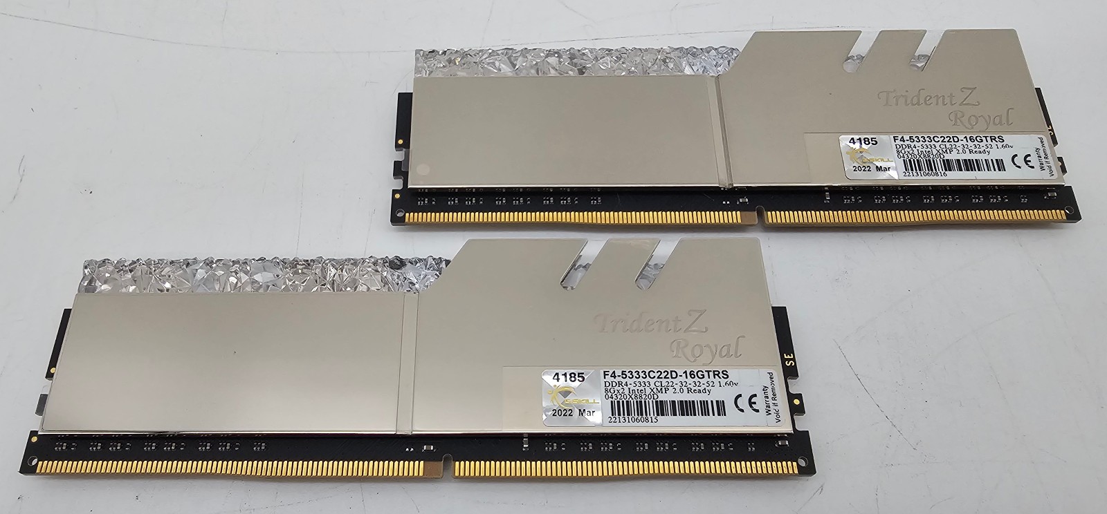 G.Skill Trident Z Royal 16GB (2x8GB) DDR4-5333 MHz CL22 RAM - F4-5333C22D-16GTRS G.Skill Trident Z Royal 16GB (2x8GB) DDR4-5333 MHz CL22 RAM - F4-5333C22D-16GTRS