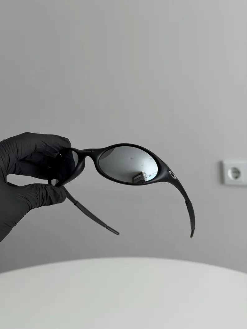 Retro Oakley Eye Jacket 1.0 Gen 2 Polarized Sunglasses Black Frame Mirror Lenses