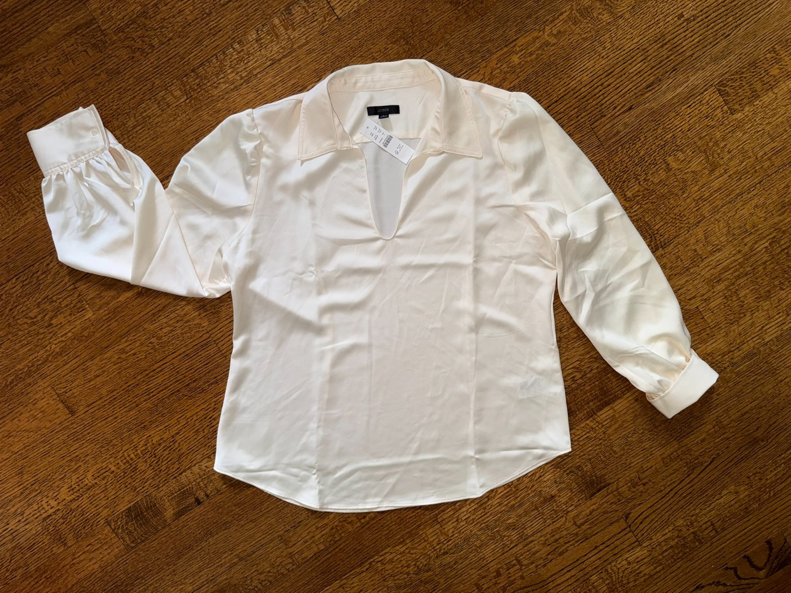 NWT J.Crew Collared Satin Popover Blouse - Large