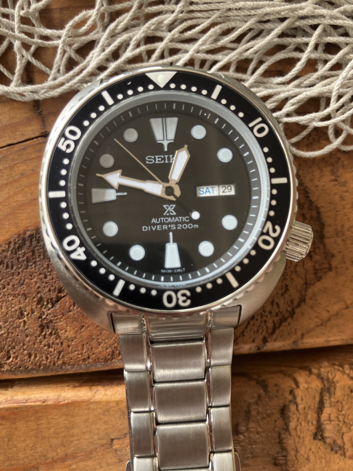 Seiko Prospex Turtle NH36 Black Dial Day-Date Automatic Watch