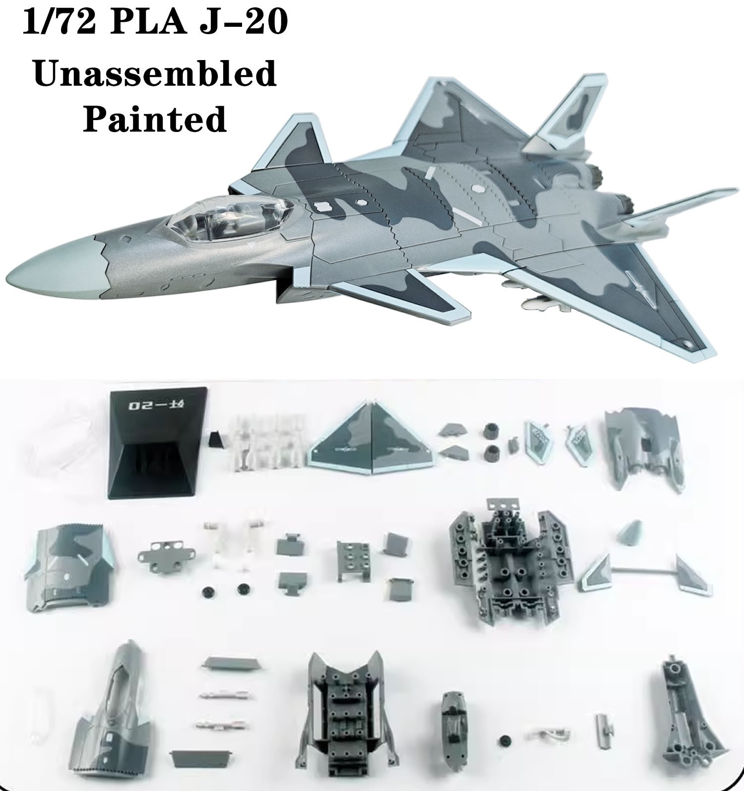 1/72 PLA J-20 Fighter Plastic Painted Unassembled Toy Model