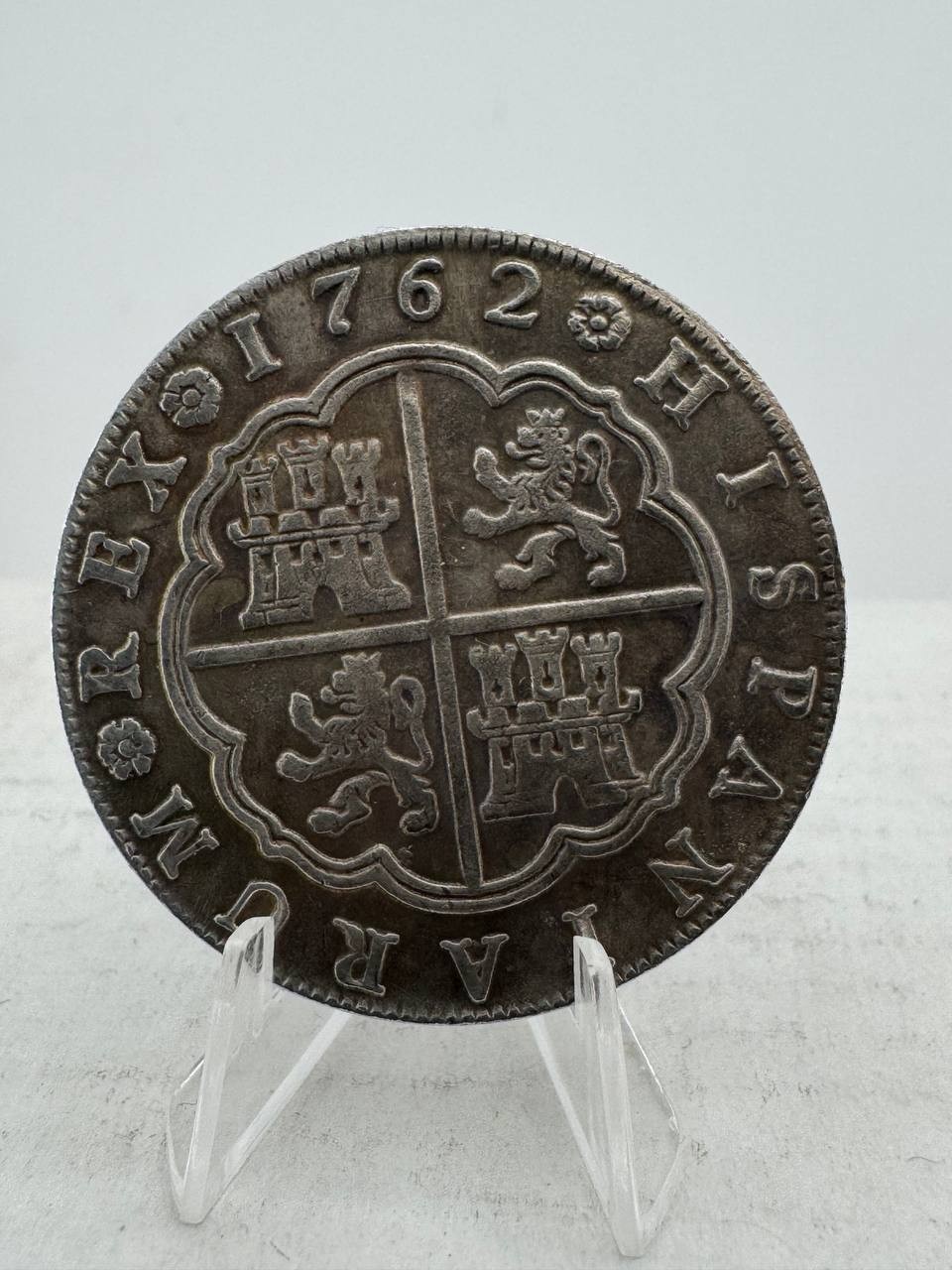 Coin 1762 8 REAL SPAIN Carolus III Coin 1762 8 REAL SPAIN Carolus III