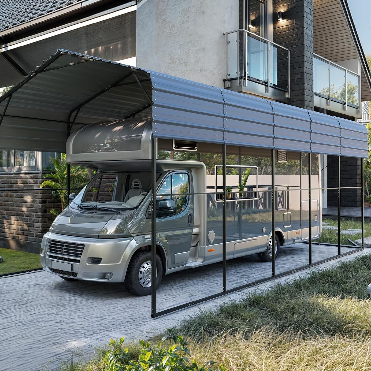 Outdoor Carport 14x25ft RVs Carport Heavy Duty Metal Car Shelter Shed for Boat