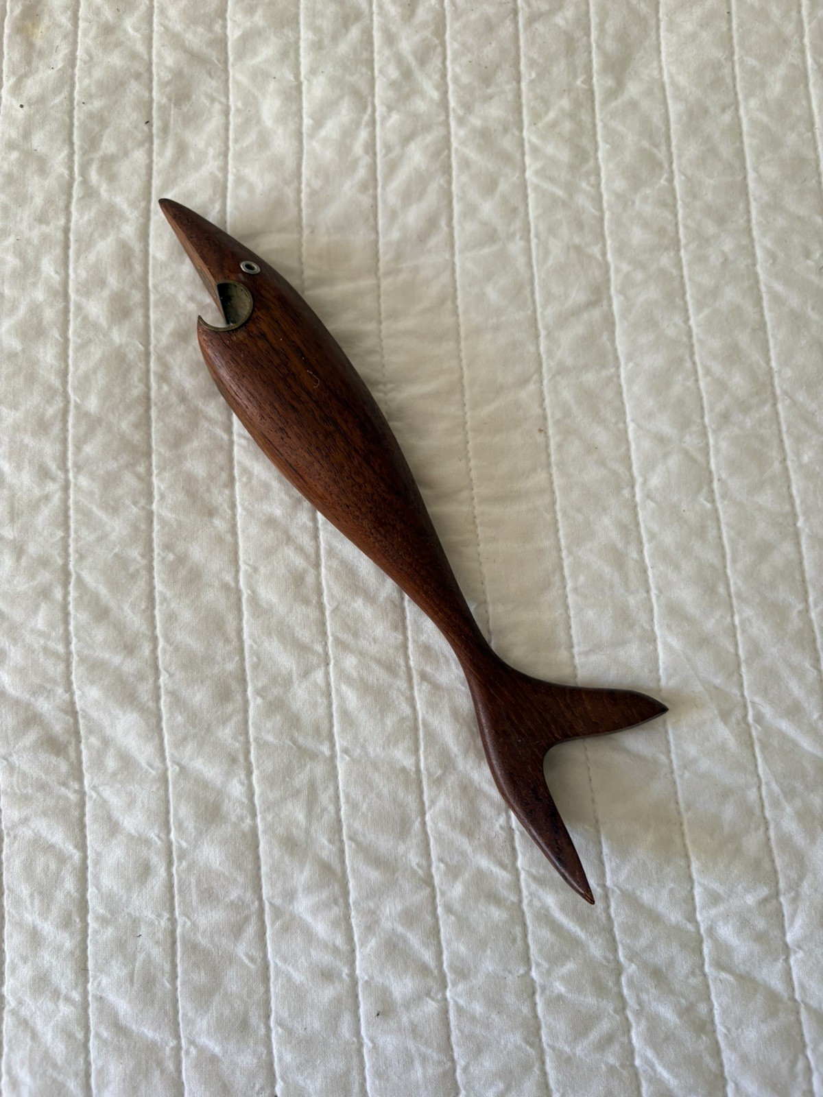 Vintage Danish Scandinavian Teak Wood Shark Fish Bottle Opener MCM Denmark 50’s