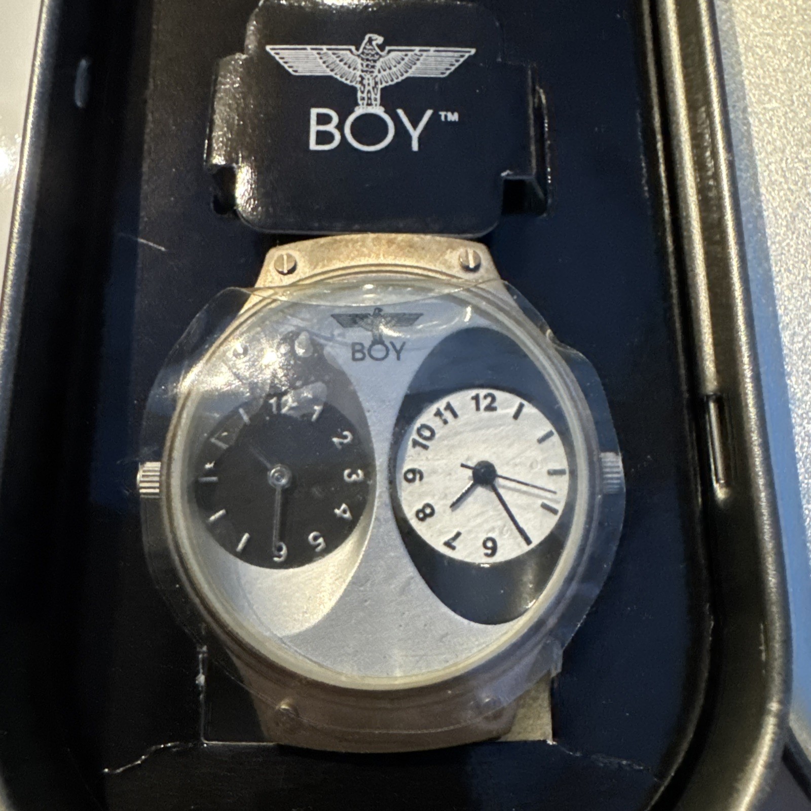 VTG Boy London Quartz Watch Men Silver Black Dual Movements Analog New Battery 2 VTG Boy London Quartz Watch Men Silver Black Dual Movements Analog New Battery 2