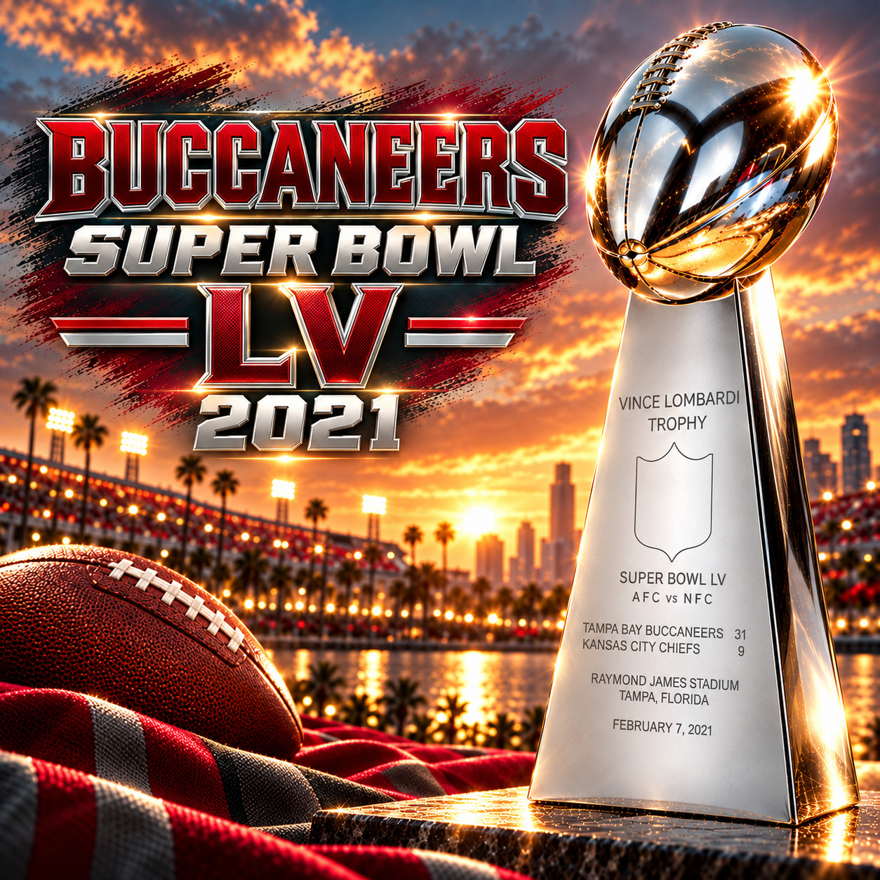 2021 Tampa Bay Football Championship Trophy Replica Fan Collectible Decor