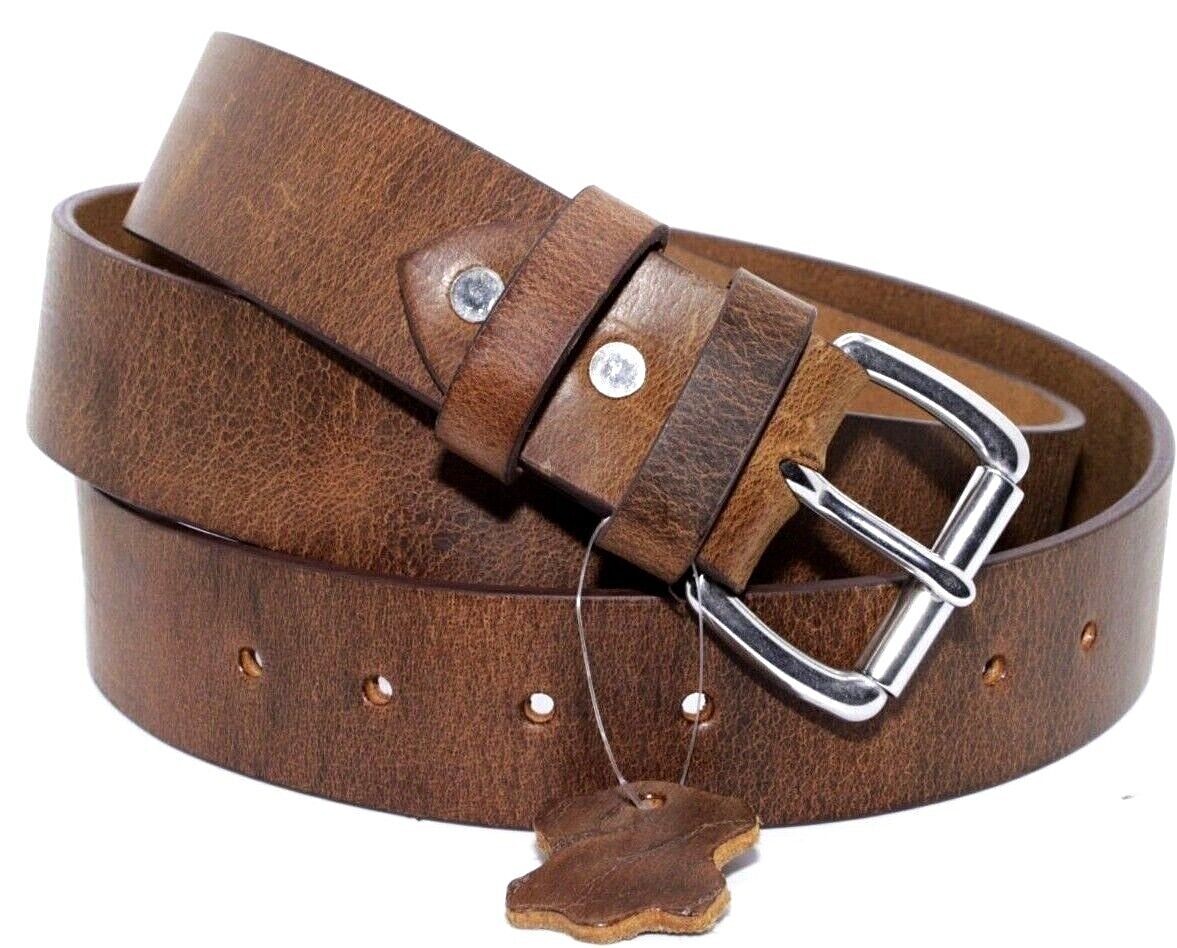 Men's Genuine Buffalo FULL GRAIN Leather Belt, 1 1/2