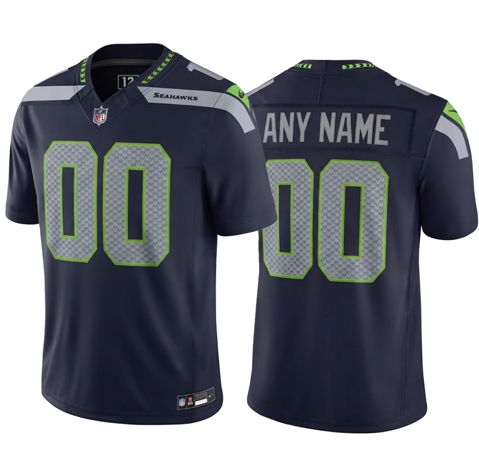 Men\'s Seattle Seahawks Navy Custom Name Stitched