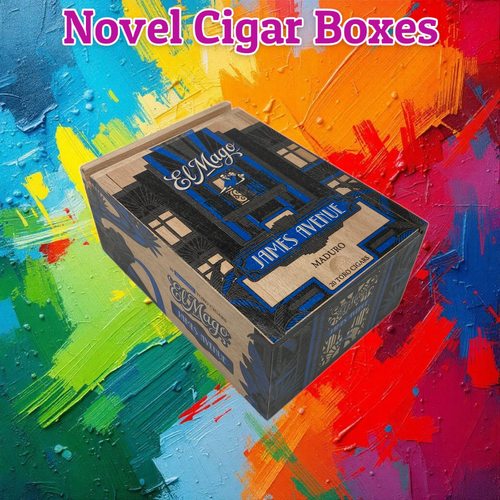 El Mago James Avenue Maduro Toro Empty Wooden Cigar Box 5x7.5x3.25