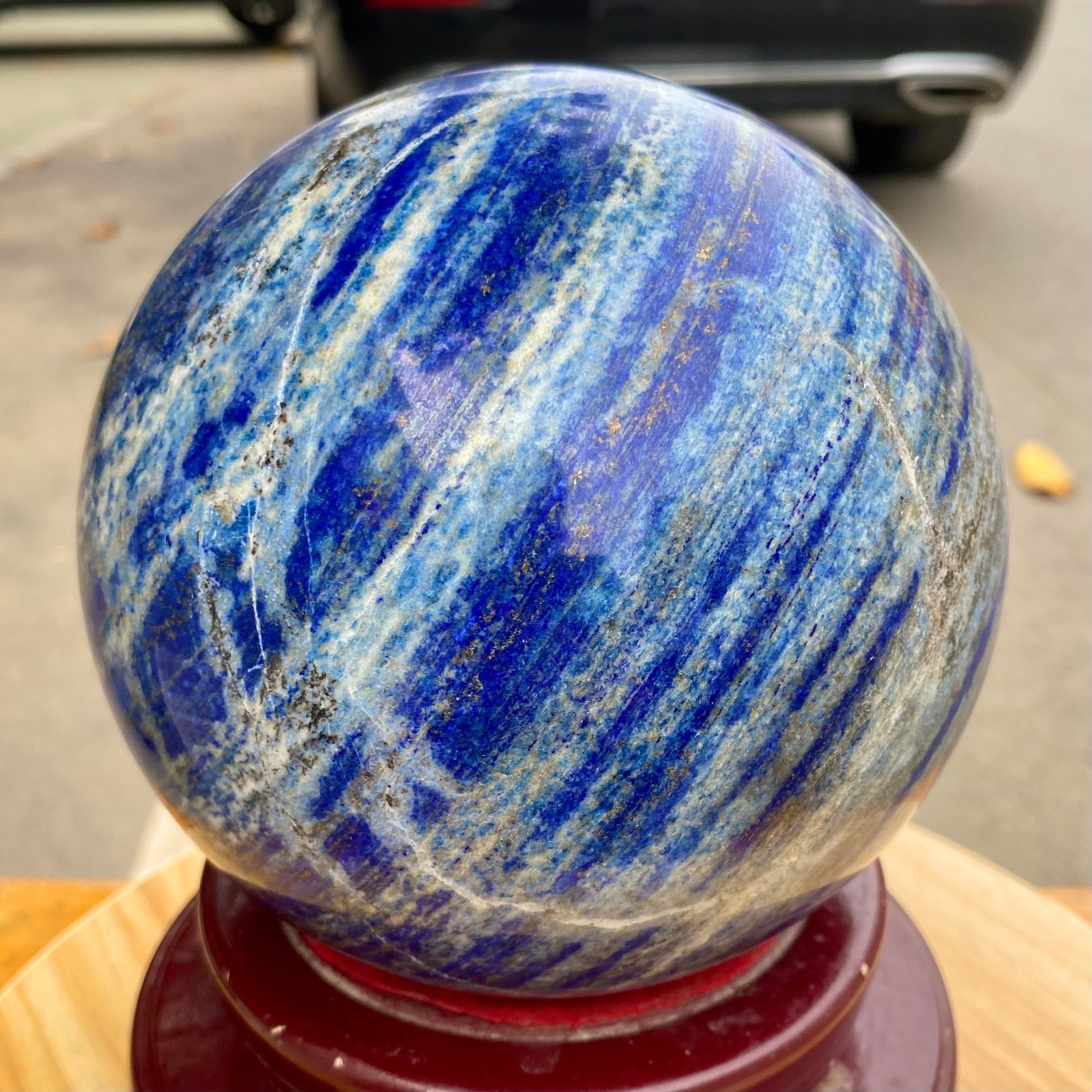 8.35LB Large Natural Lapis lazuli jasper Quartz Sphere Crystal Ball Reiki Heal