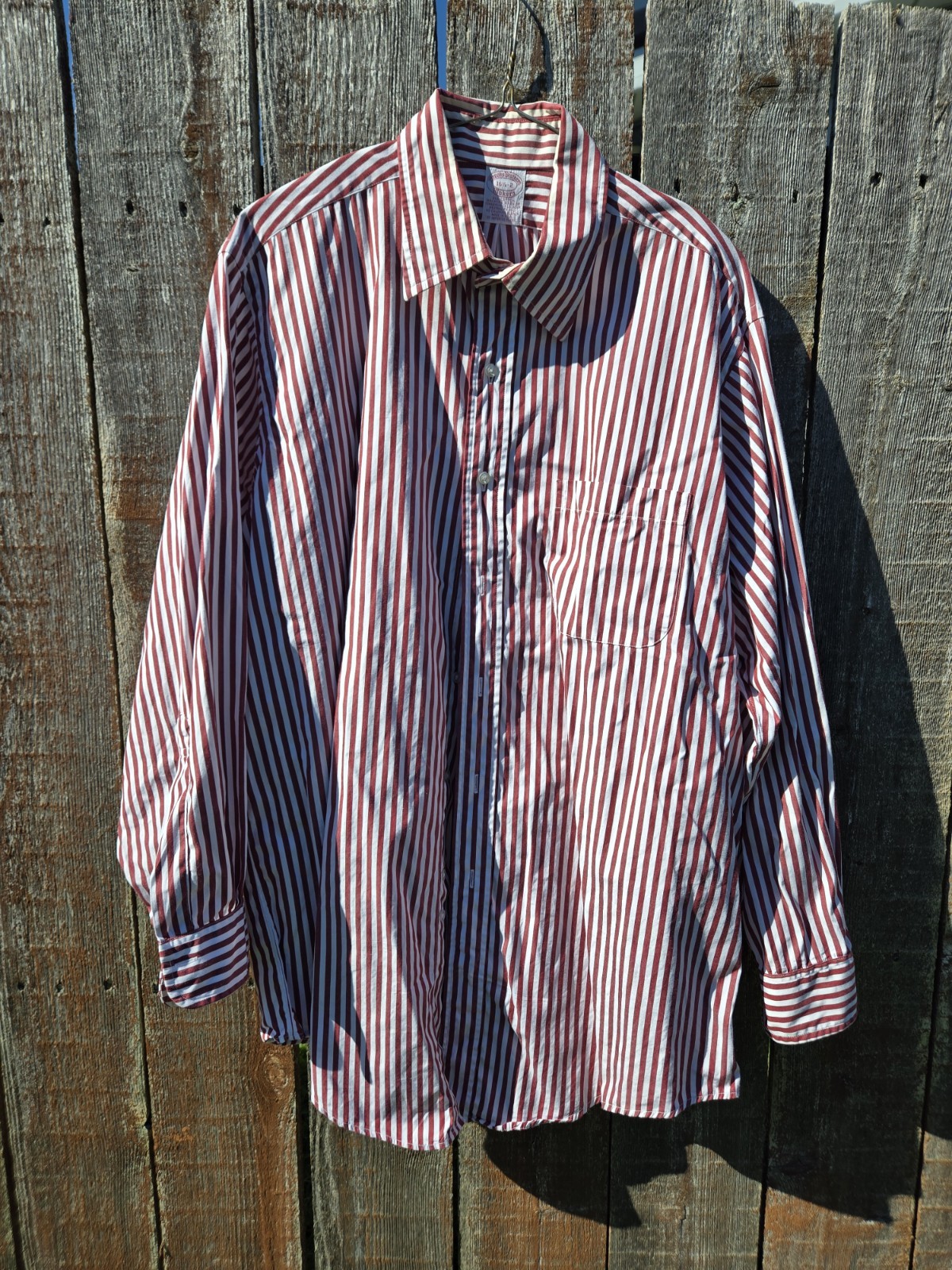 Brooks Brothers Men\'s Red White Striped Dress Shirt 16.5 - 2 Brooks Brothers Men\'s Red White Striped Dress Shirt 16.5 - 2