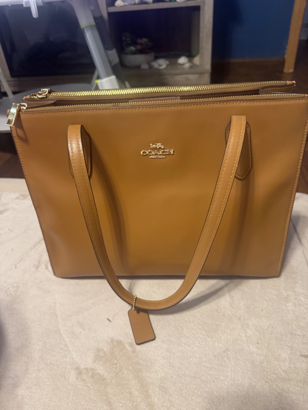 coach brown saddle tote bag