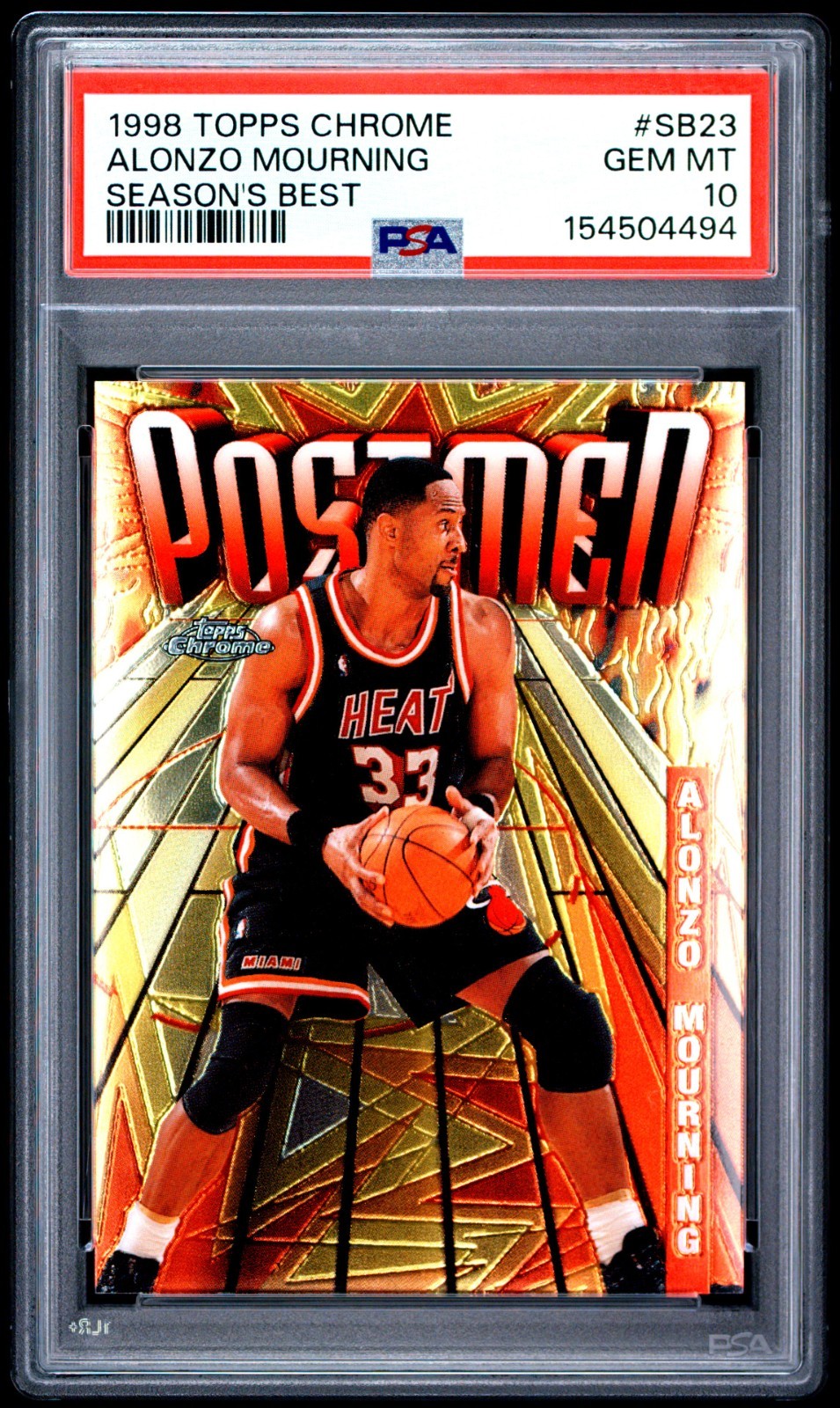 1998 Topps Chrome Alonzo Mourning Season\'s Best #SB23 PSA GEM MINT 10 1998 Topps Chrome Alonzo Mourning Season\'s Best #SB23 PSA GEM MINT 10