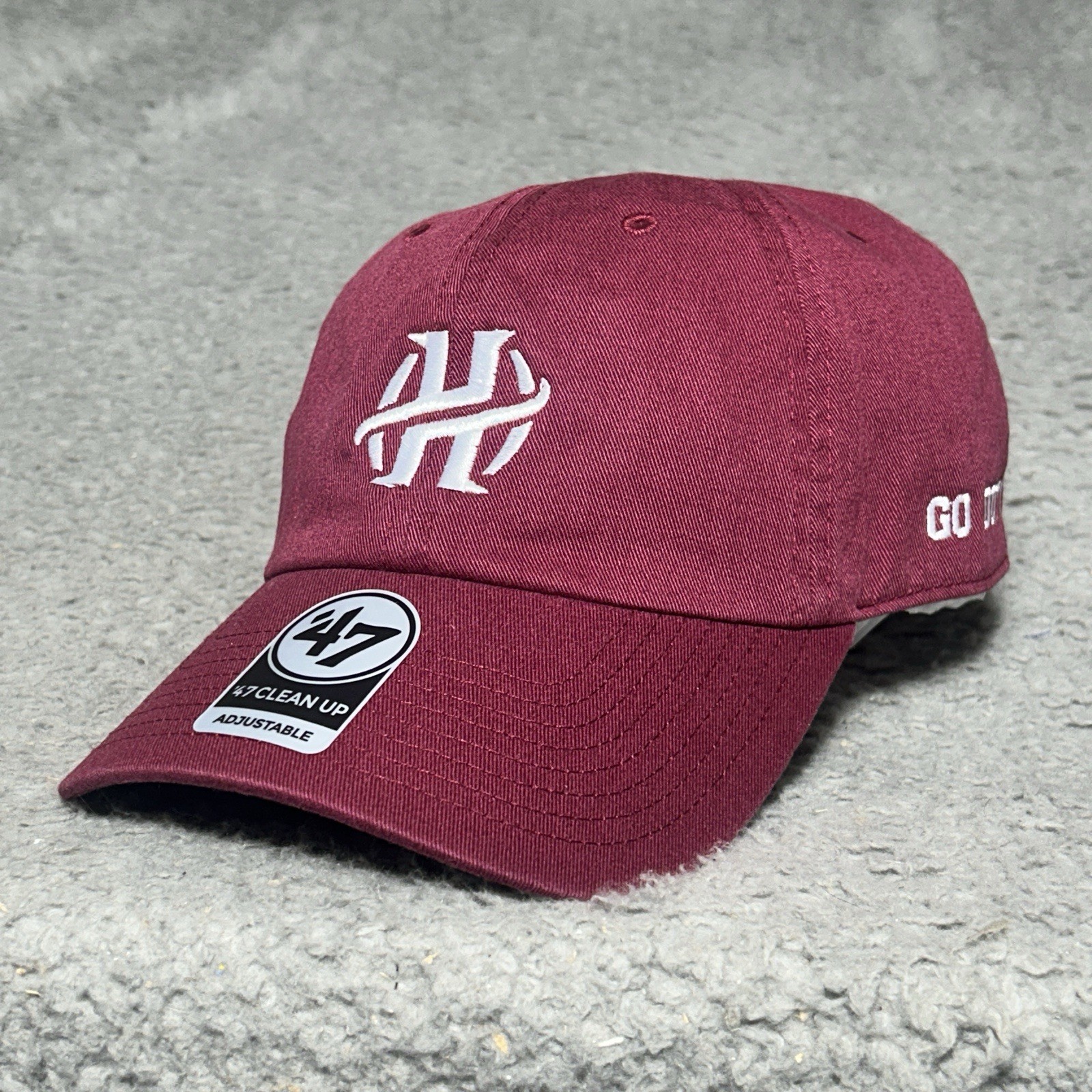 Holland Hall ‘47 Clean-Up Hat Burgundy Strapback Baseball Cap-Tulsa OK-Go Dutch