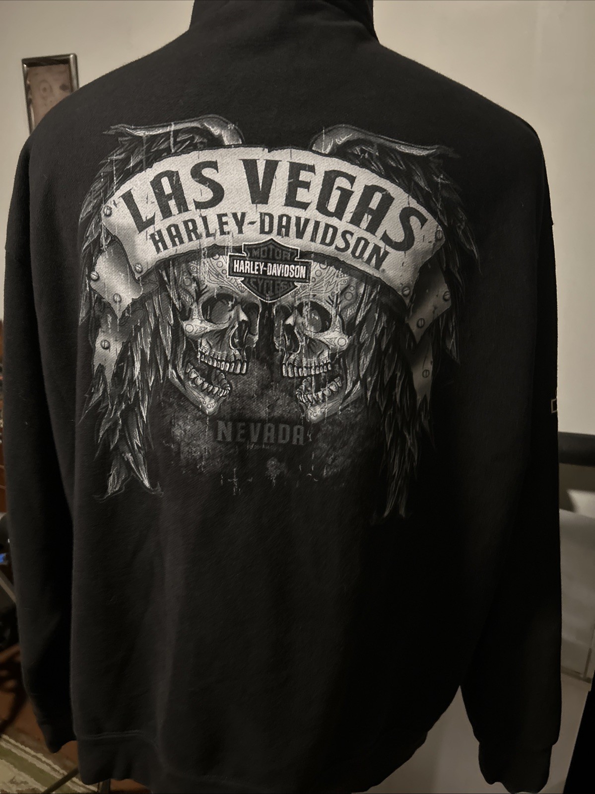 Harley Davidson Las Vegas Zip Up Jacket Sweatshirt 2XL RK Stratman Skulls Black