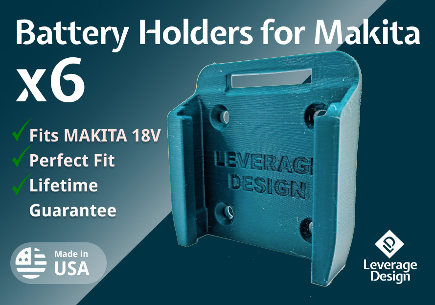 6 Pack Makita 18V Battery Mounts / Holders - MADE IN USA 6 Pack Makita 18V Battery Mounts / Holders - MADE IN USA