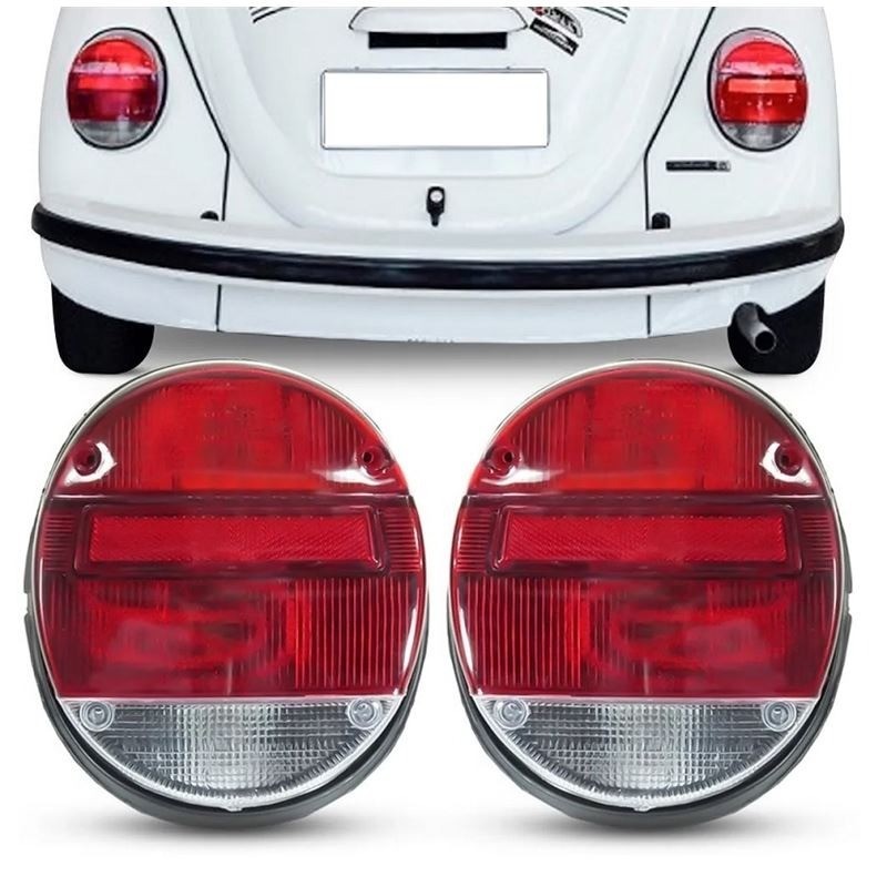 PAIR Rear Tail Light Complete Assembly Lens Red Clear VW T1 Bug Sup Beetle 73-79