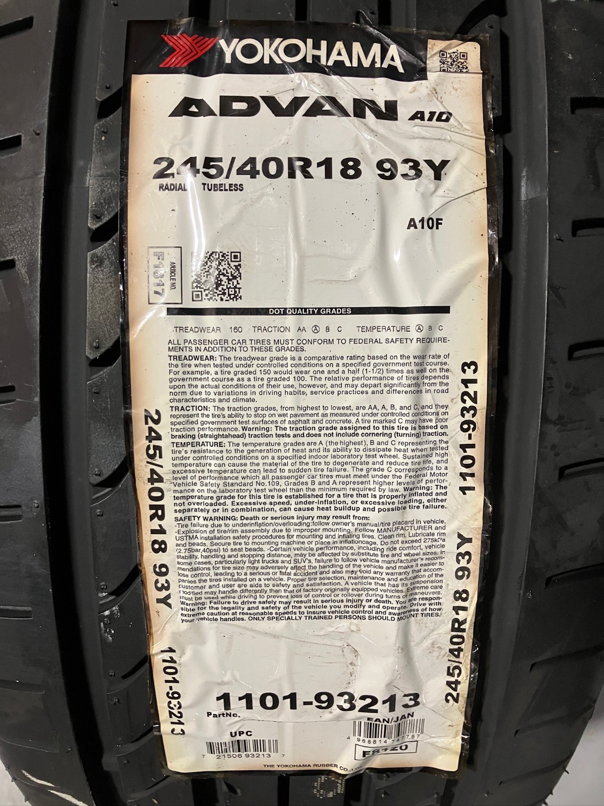 2 New 245 40 18 Yokohama Advan A10F Summer Tires