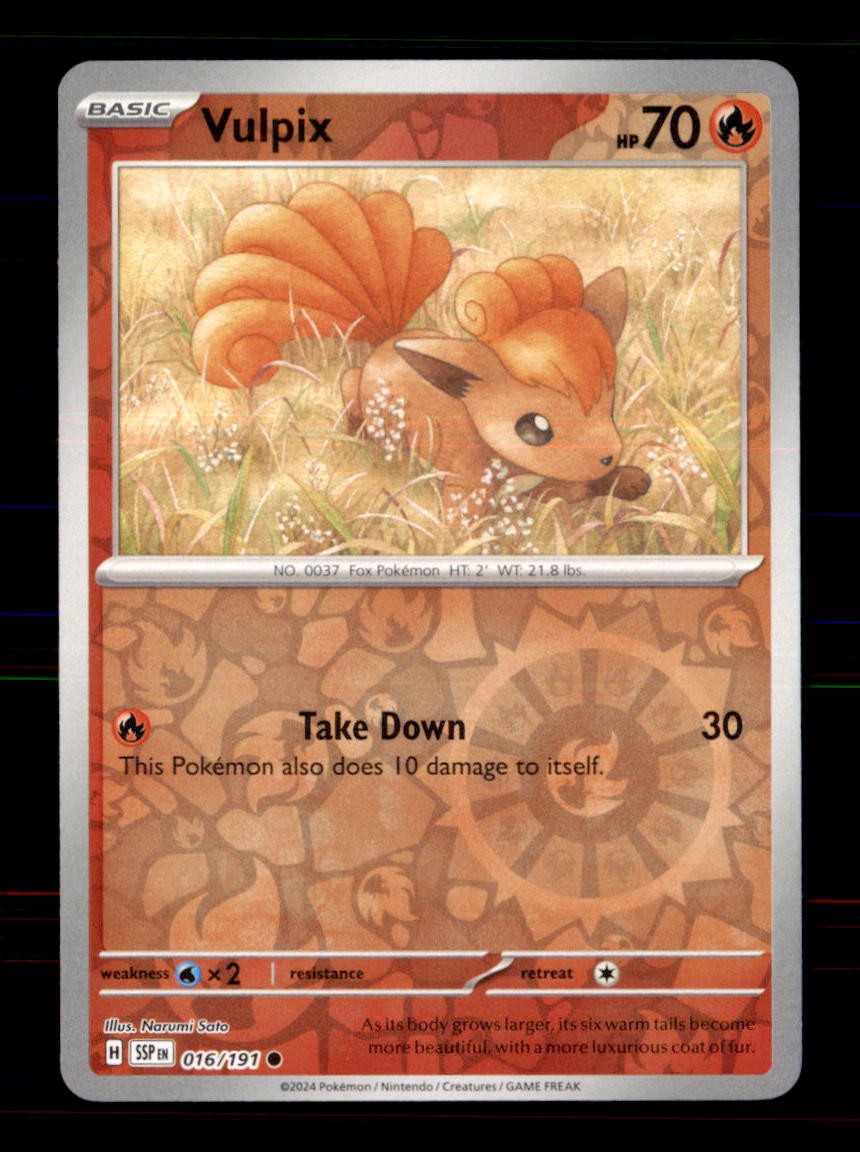 Vulpix 016/191 Common Surging Sparks Pokemon Reverse Holo Near Mint Vulpix 016/191 Common Surging Sparks Pokemon Reverse Holo Near Mint