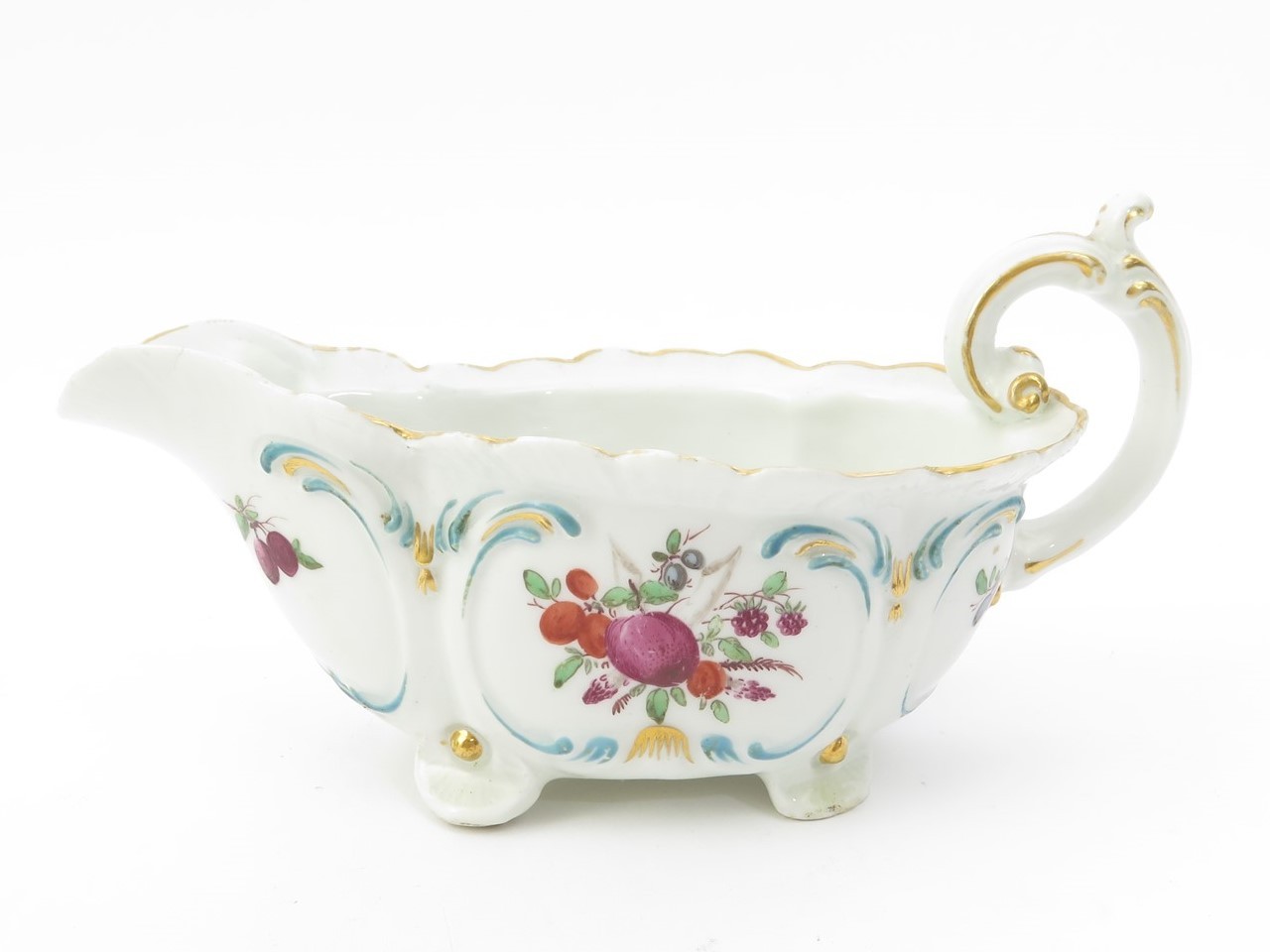 Antique Chelsea English Porcelain Gravy Boat Red Hand-Brushed Anchor Mark 7.5\ Antique Chelsea English Porcelain Gravy Boat Red Hand-Brushed Anchor Mark 7.5\