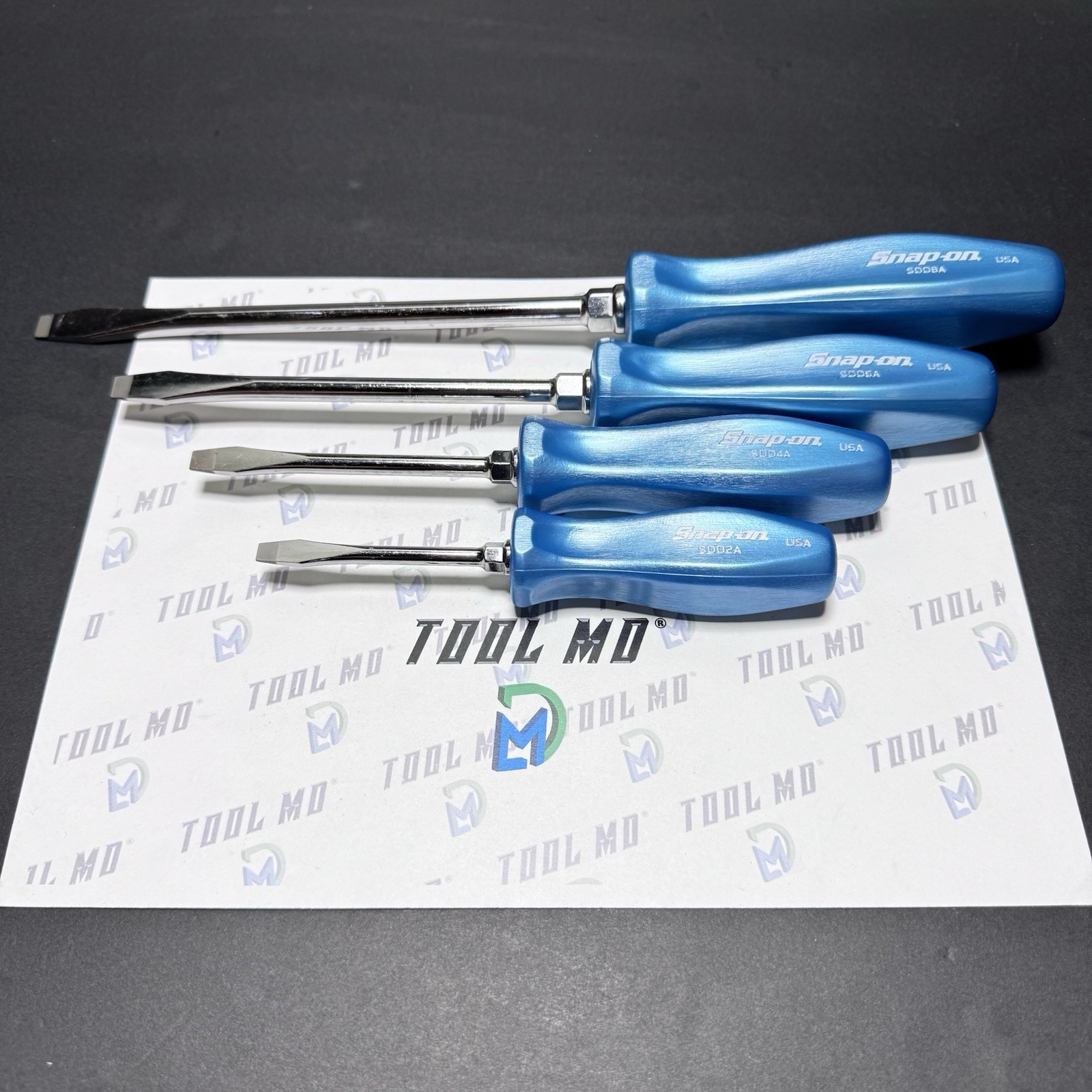Snap-on Tools USA RARE NOS 4pc PEARL BLUE Flat/Slotted Screwdriver Set SDDX70APB