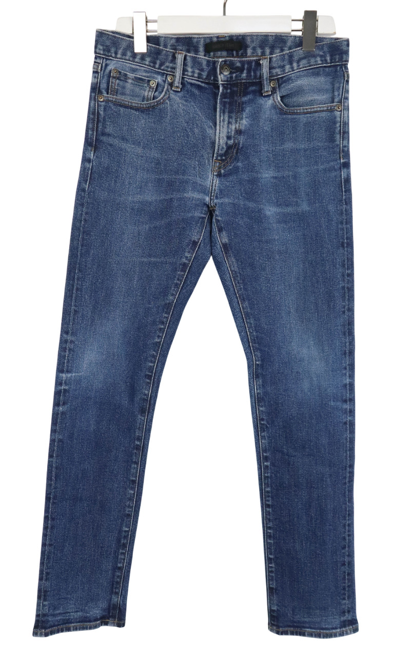 UNIQLO JEANS Jeans Mens W32/~L31 Slim Fit Blue Denim Whiskers Zip Fly