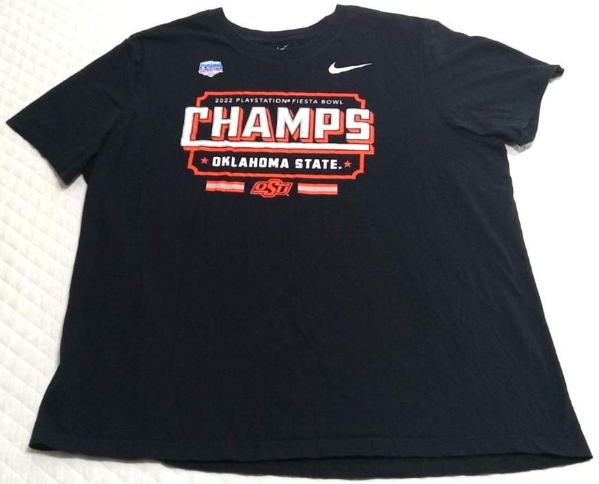 Nike Oklahoma State Cowboys Men\'s XL T-Shirt NCAA 2022 Fiesta Bowl Champs Black
