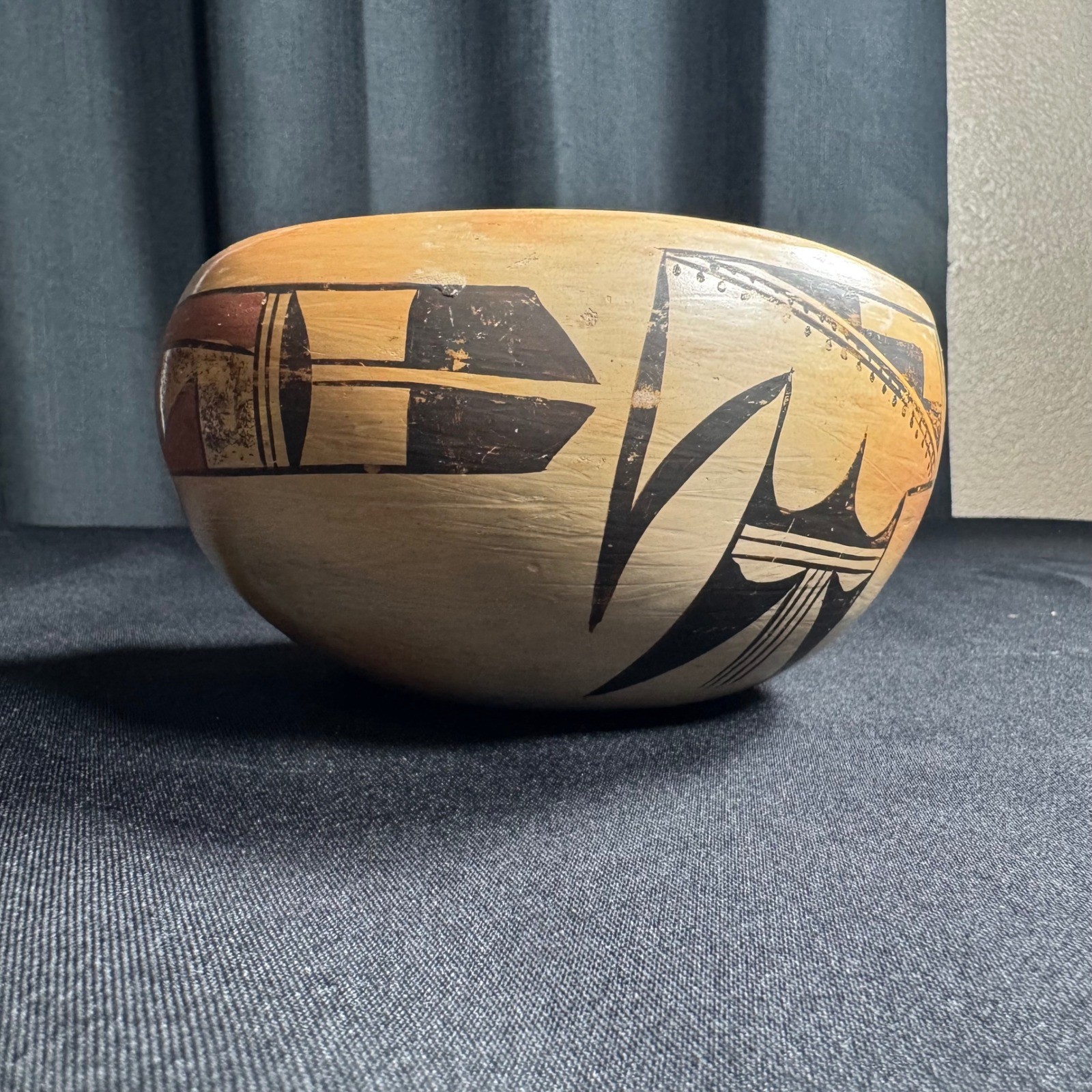 Vintage Native American Hopi-Tewa polychrome pottery bowl Nampeyo family 6.25 Vintage Native American Hopi-Tewa polychrome pottery bowl Nampeyo family 6.25