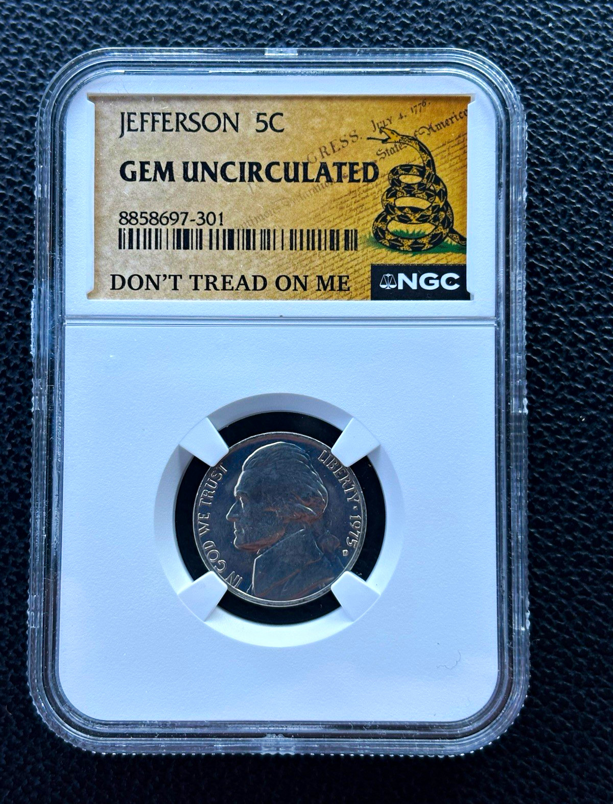 1975-D Jefferson Nickel 5C Business Strike NGC Gem Uncirculated