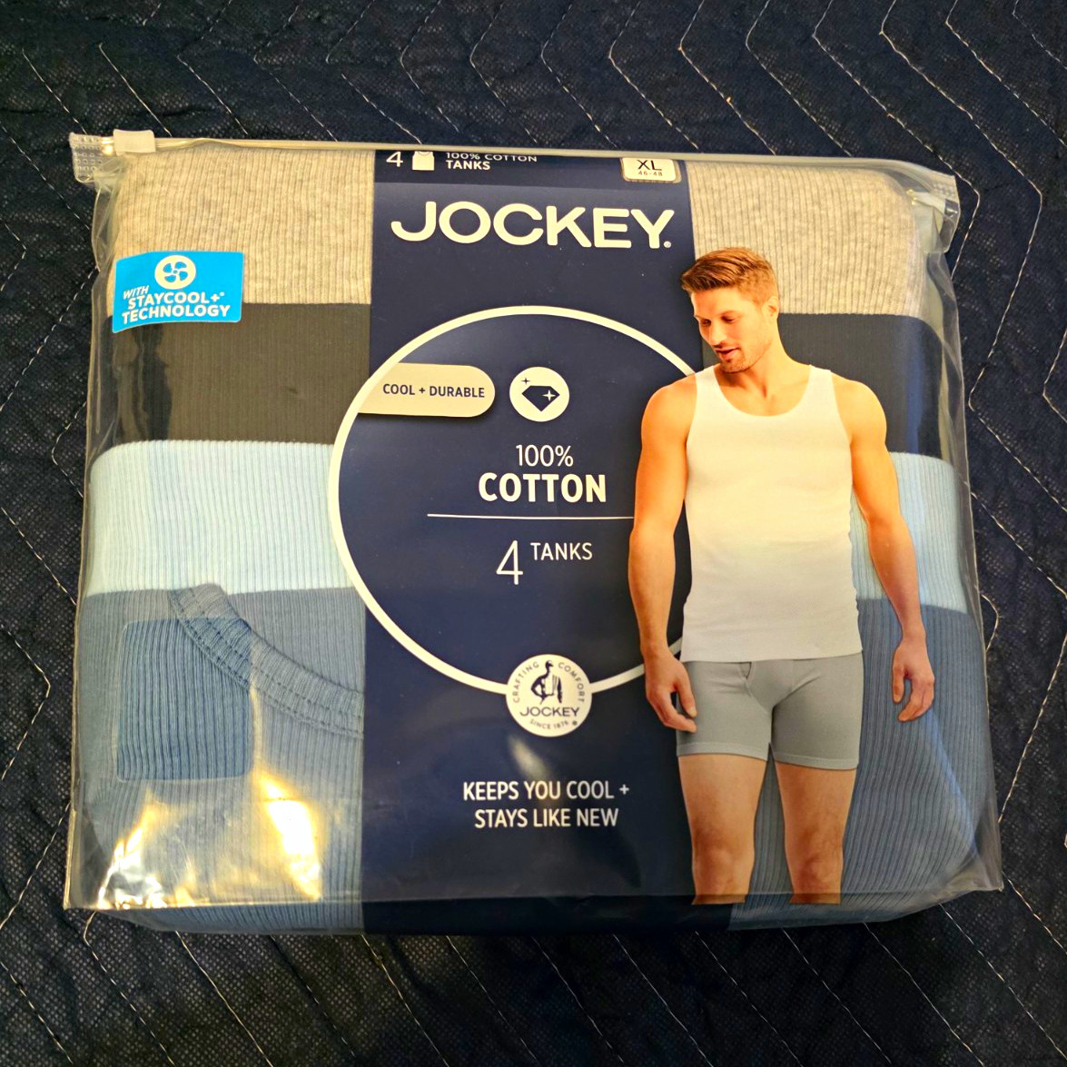 Jockey Staycool Tagless Ribbed Cotton Tank Undershirts 4-Pack Men’s XL Jockey Staycool Tagless Ribbed Cotton Tank Undershirts 4-Pack Men’s XL