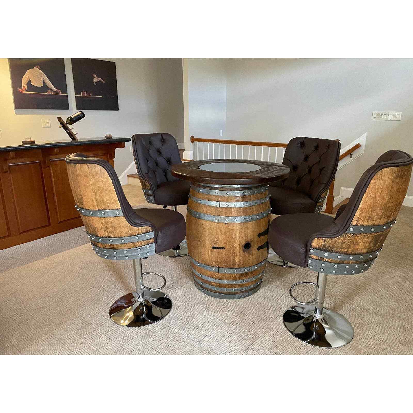 Luxury Wine Barrel Bar Stool (Bar Stool - Pub Stool - Whiskey Barrel Bar Stool)