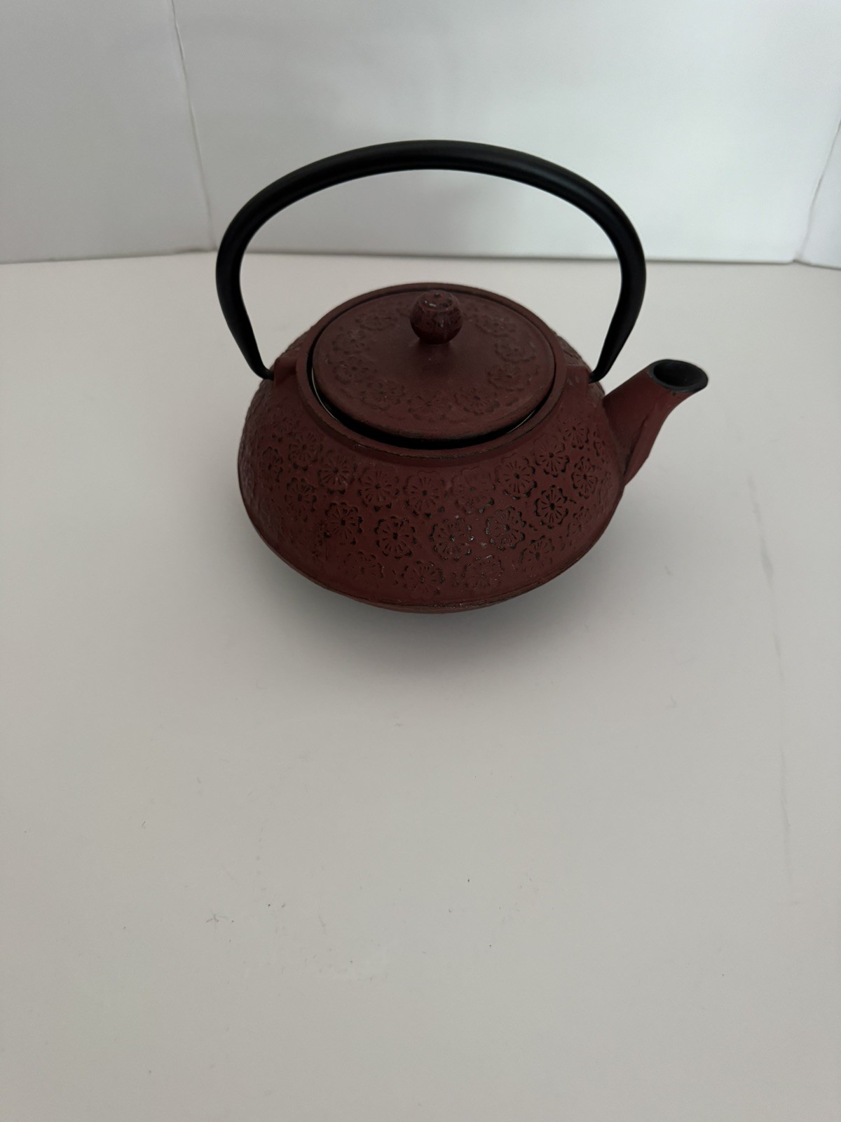 VTG Iwachu Japan Nambu Tekki Cast Iron Teapot Sakura Cherry Blossom Signed 5