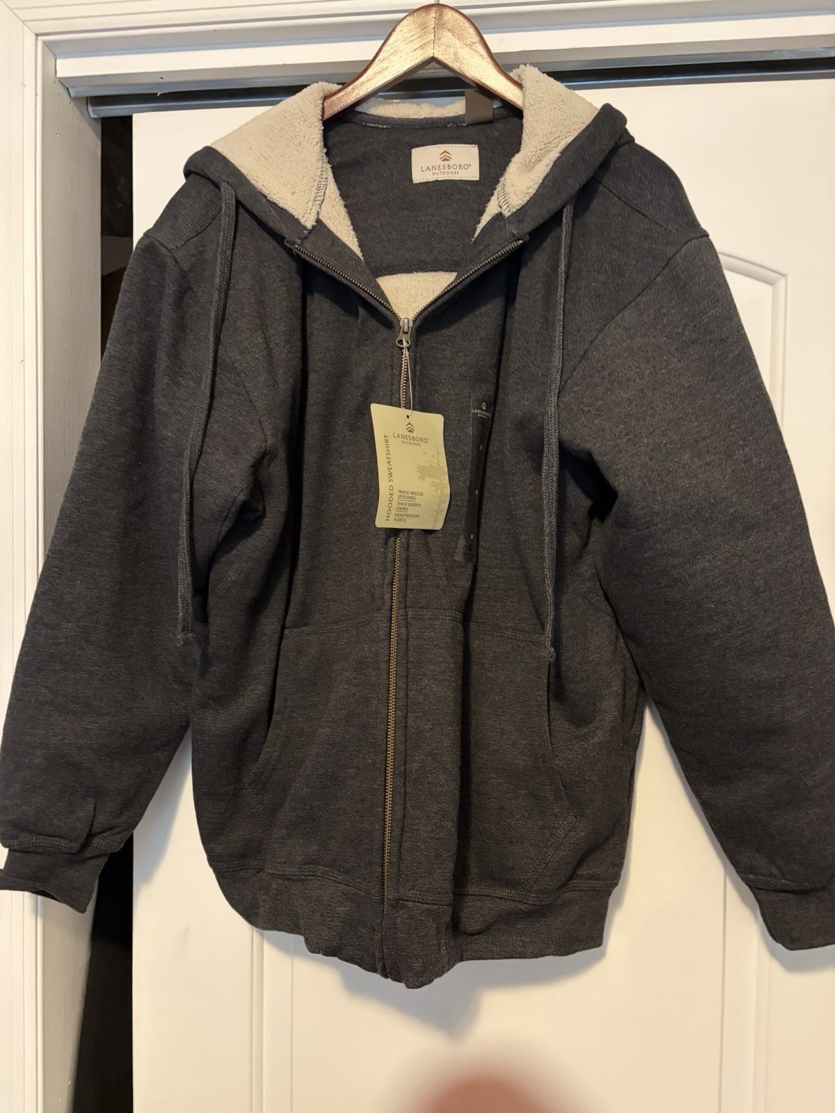 Lanesboro Outdoors Heavyweight Fleece Hooded Sweatshirt Charcoal Med. New W/tag Lanesboro Outdoors Heavyweight Fleece Hooded Sweatshirt Charcoal Med. New W/tag