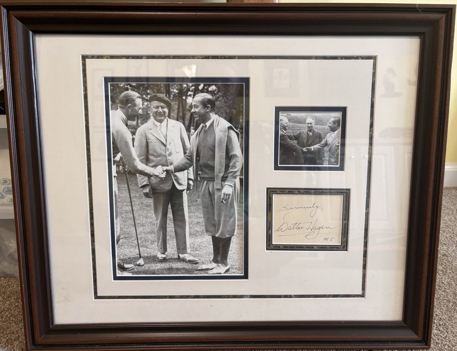 Walter Hagen Photo Display with Authenticated 1955 Signature / Autograph. Walter Hagen Photo Display with Authenticated 1955 Signature / Autograph.