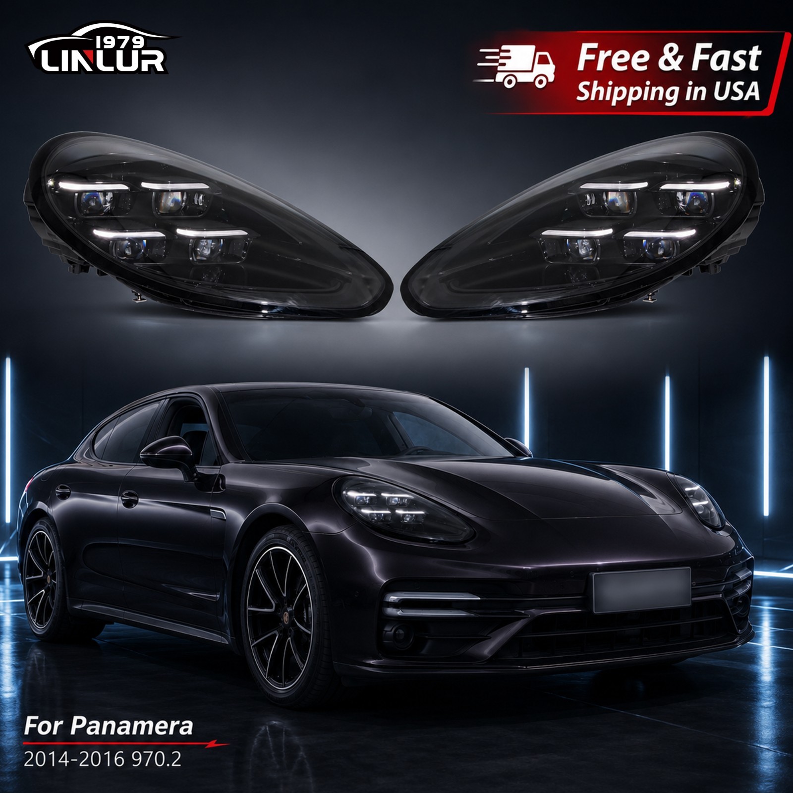 2025 PDLS Style LED Headlights For 2014-2016 Porsche Panamera 970.2 970 Upgrade