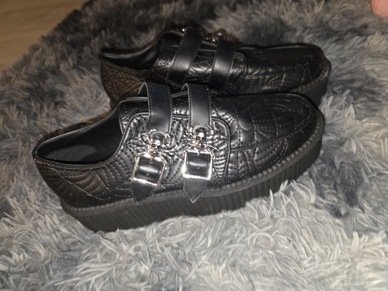 Black Killstar  Spider Skull creepers platform shoes goth emo witchy punk Size 8