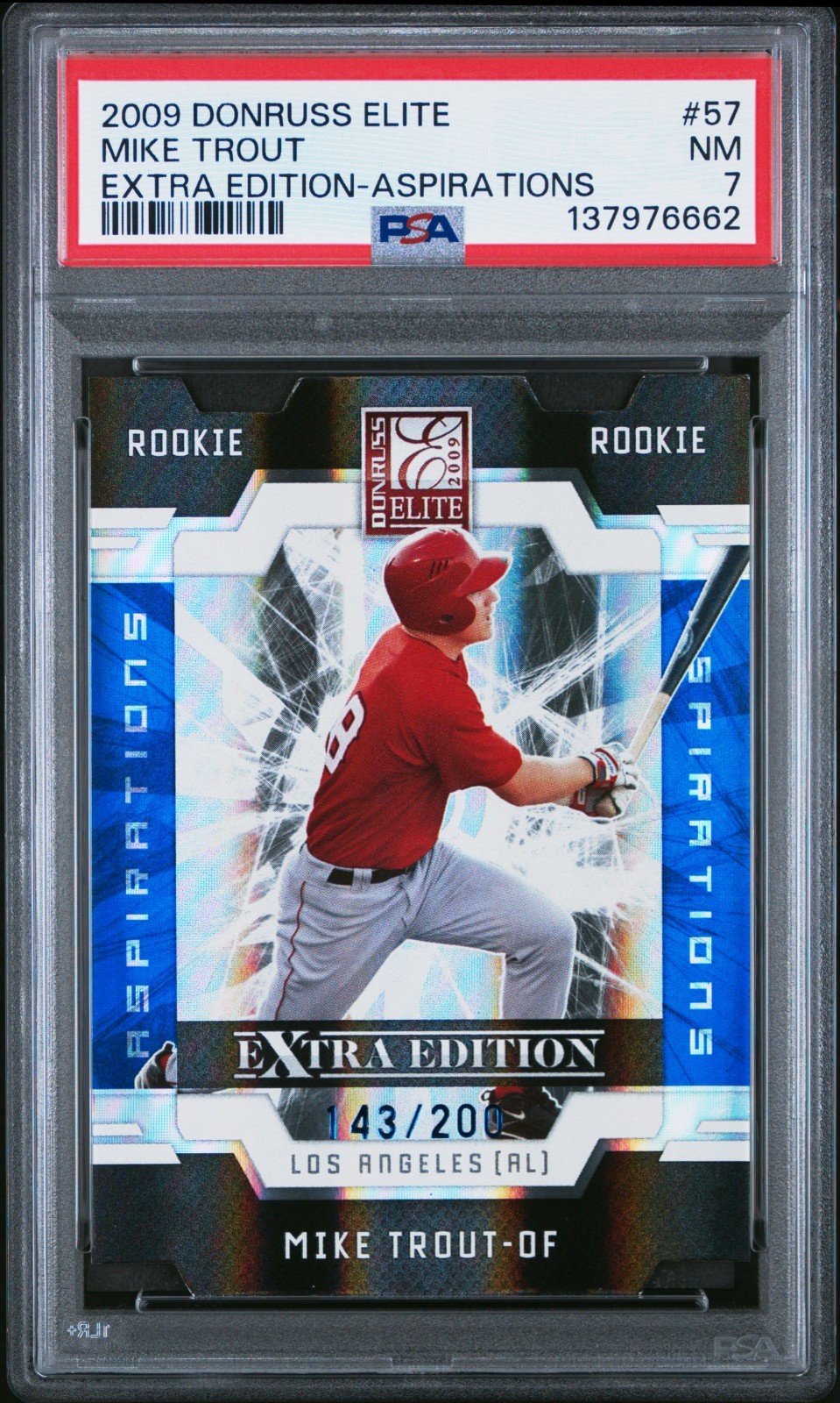 Mike Trout 2009 Donruss Elite Extra Edition Aspirations #57 /200 Rookie PSA 7 Mike Trout 2009 Donruss Elite Extra Edition Aspirations #57 /200 Rookie PSA 7