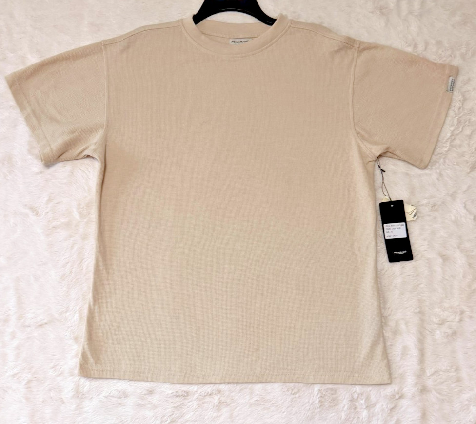 NWT Reserved Supply Mens M Light Sand Waffle Knit Relaxed Fit T-Shirt