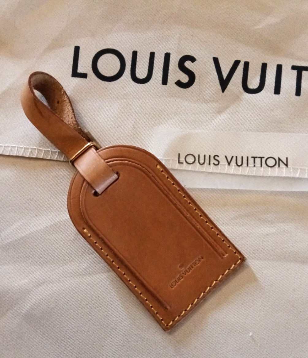 Louis Vuitton Vachetta Leather Luggage Tag -Made in France-Authentic Vintage