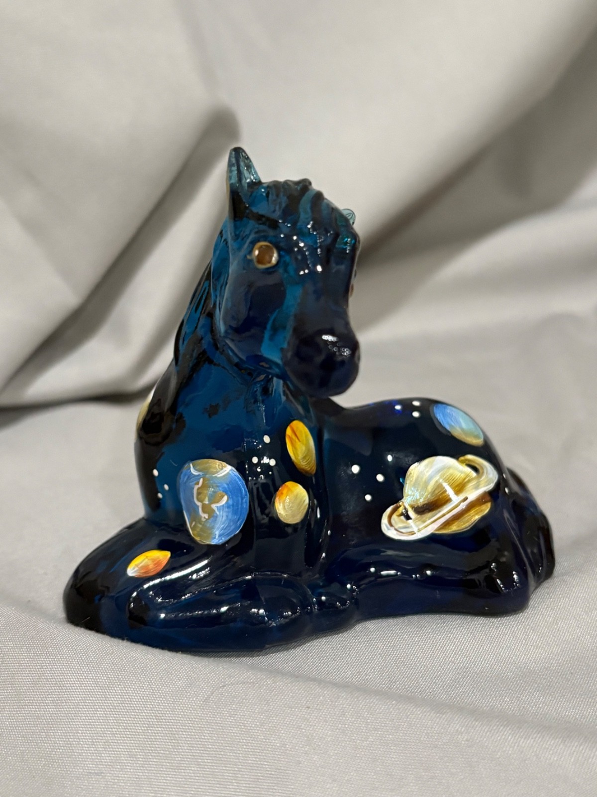 Fenton Rare 5057 4A Indigo Blue Foal Horse Solar System Planets NIB Signed