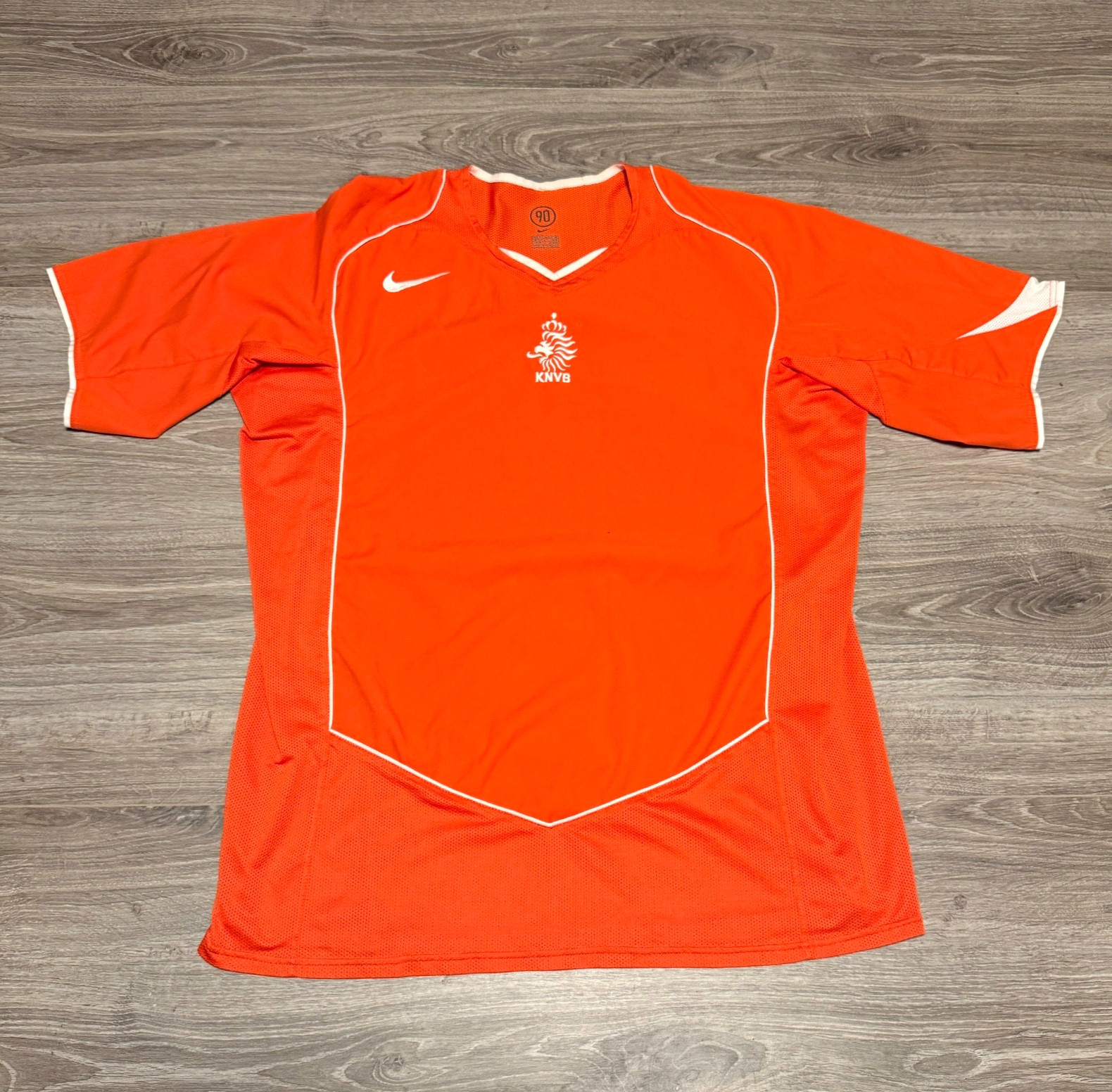 Vintage Nike 90 2004 2005 Netherlands KNVB Home Soccer Jersey Orange Men\'s XL