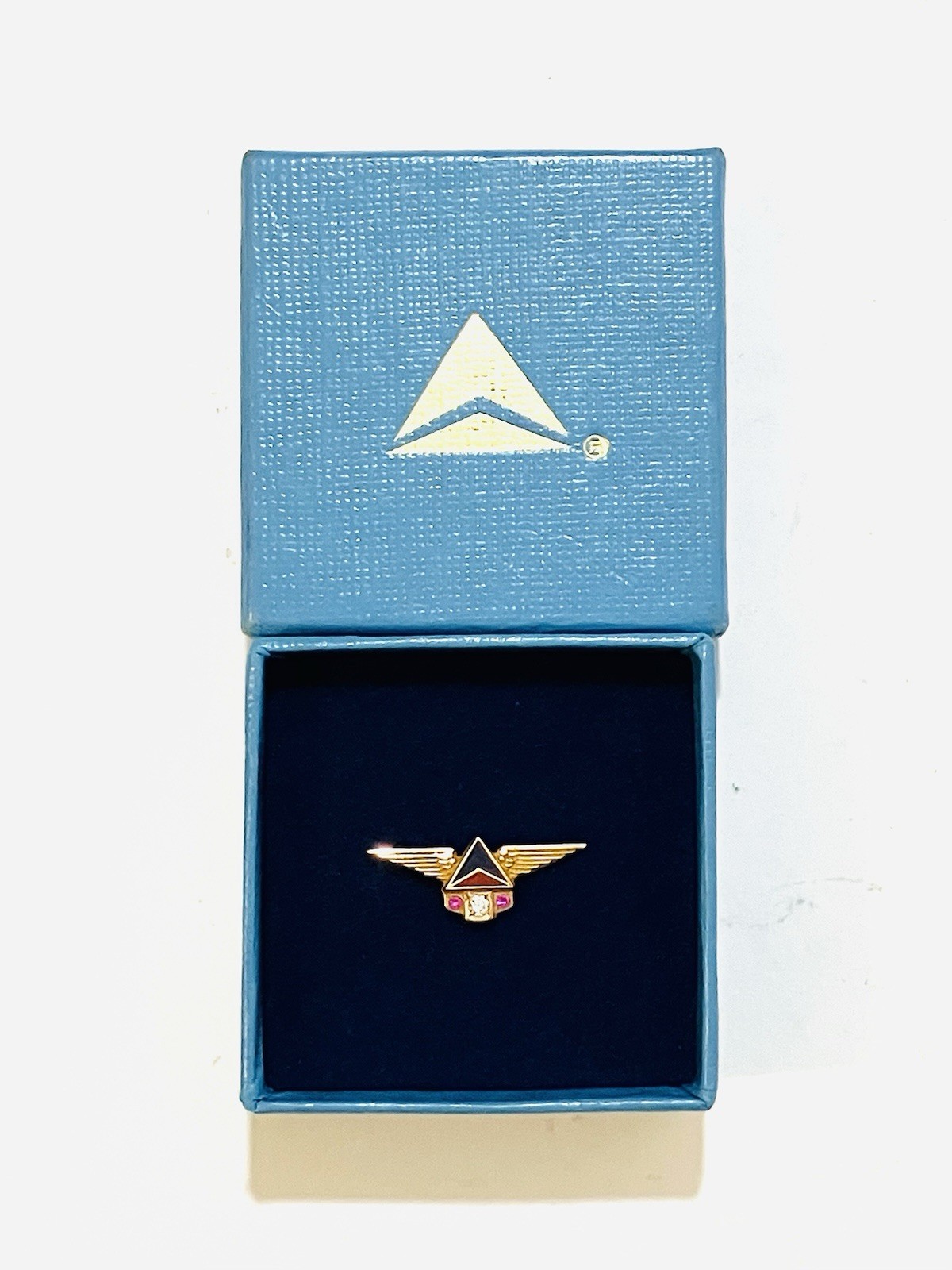 Vintage 1970's Delta Airlines 25 Year Pin 10k 1/10 GF With Diamond & Rubies Vintage 1970's Delta Airlines 25 Year Pin 10k 1/10 GF With Diamond & Rubies