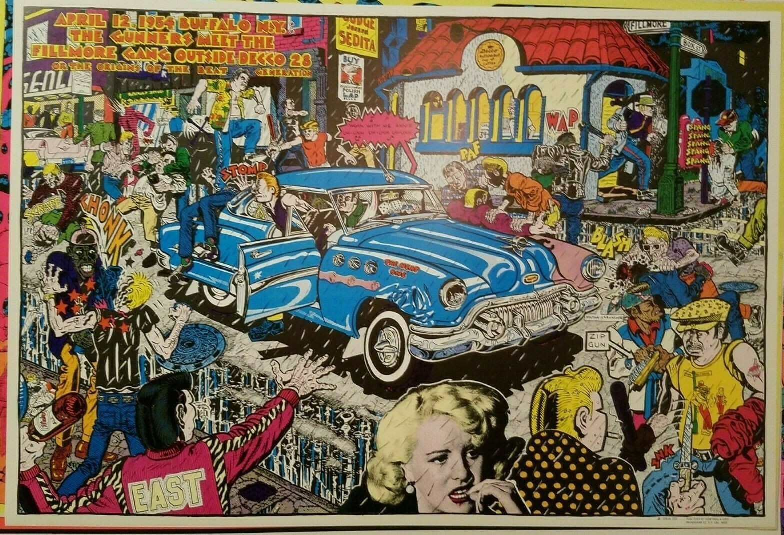 ORIGINS OF THE BEAT GENERATION VINTAGE 1972 FULL COLOR POSTER by SPAIN RODRIGUEZ