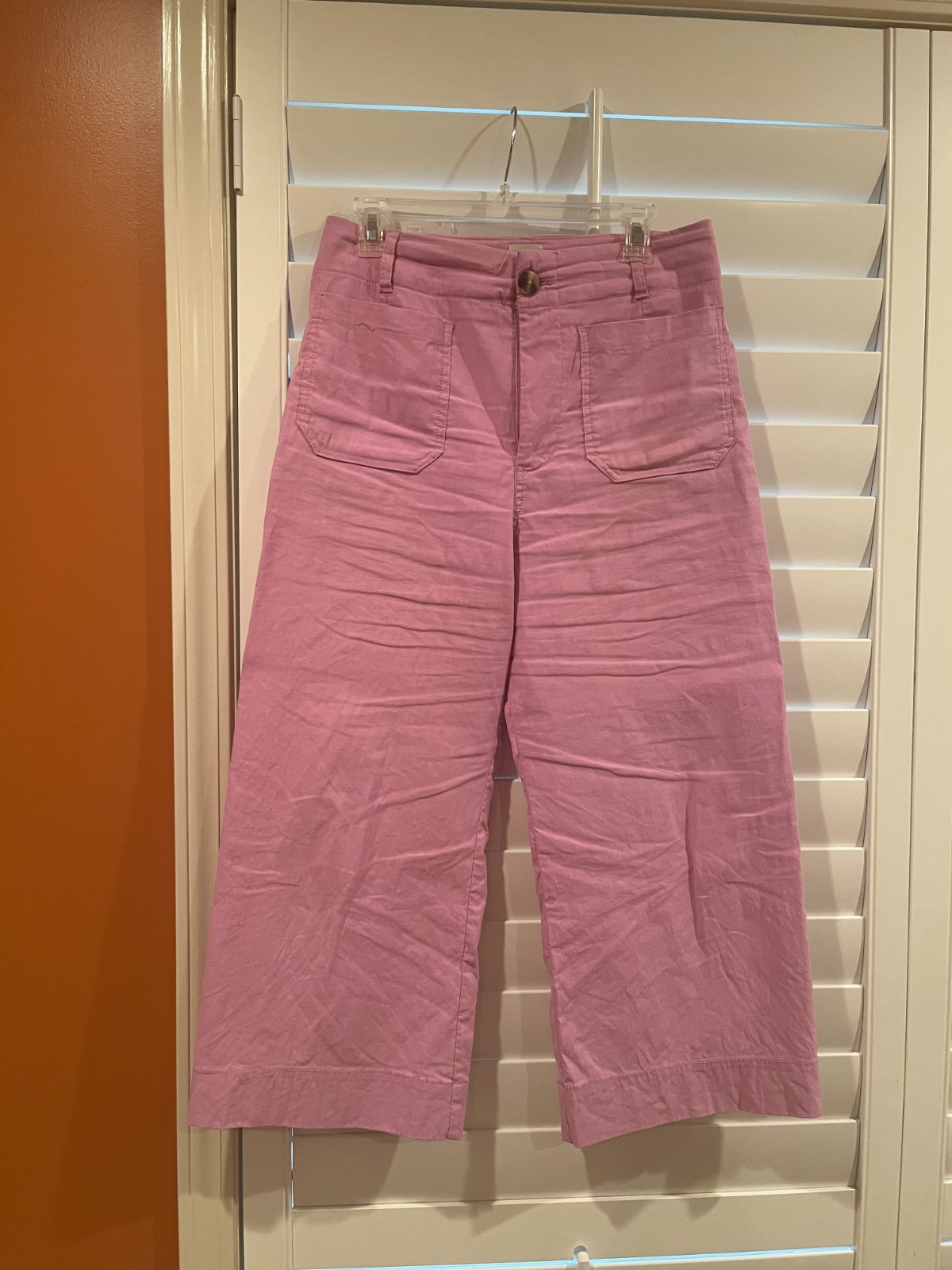 Anthro Maeve Colette High-Rise Wide-Leg Pants in Magic Fabric Raspberry 30P