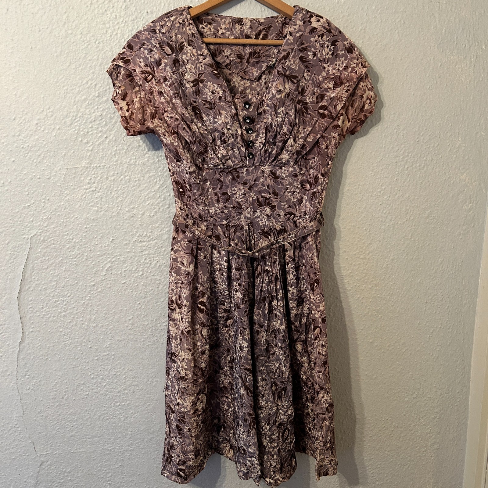 Vtg 1940\'s Womens S Cold Silky Rayon Party Dress Floral Print Rockabilly VLV Vtg 1940\'s Womens S Cold Silky Rayon Party Dress Floral Print Rockabilly VLV